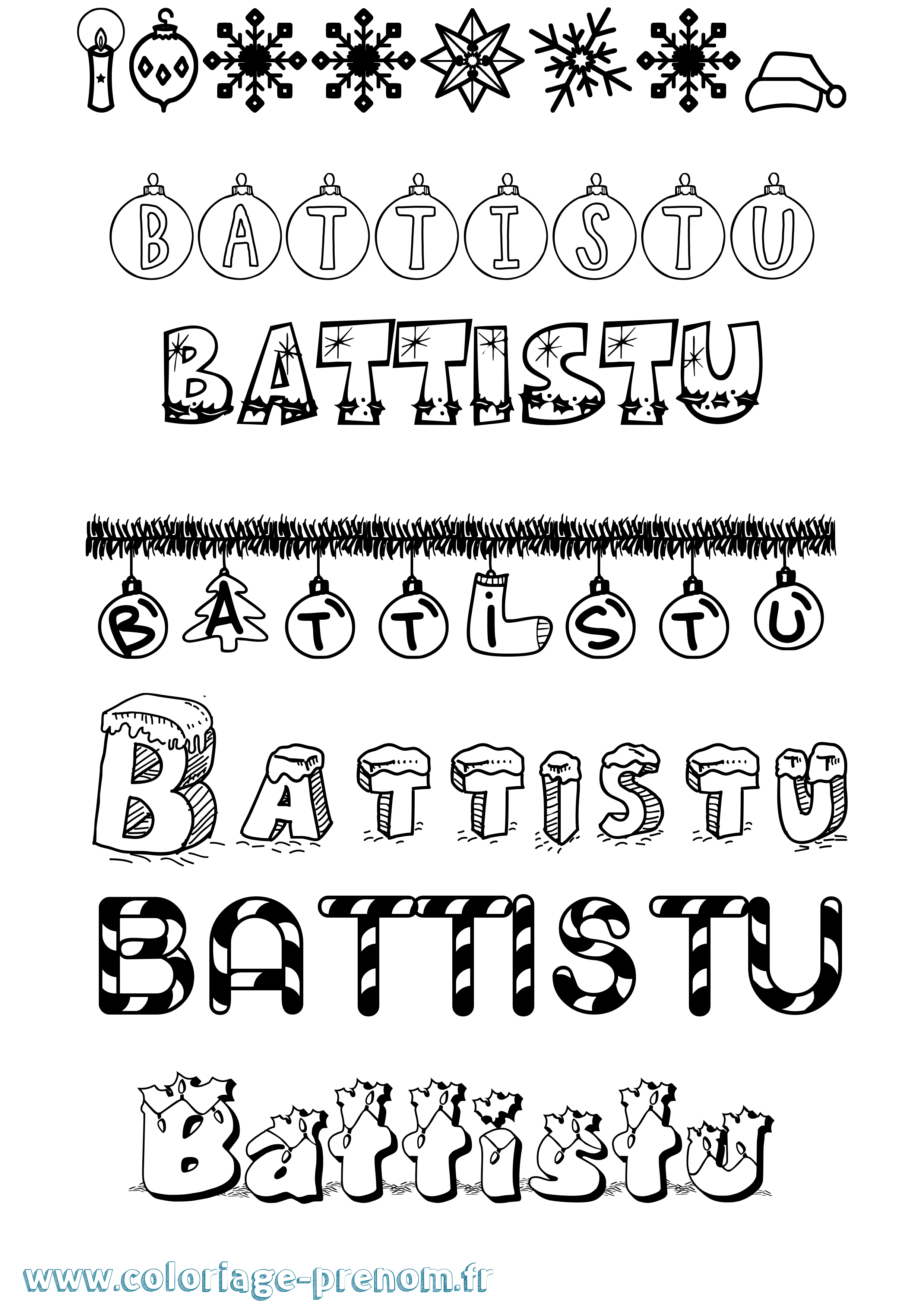 Coloriage Battistu Noël Coloriage prénom Battistu Noël