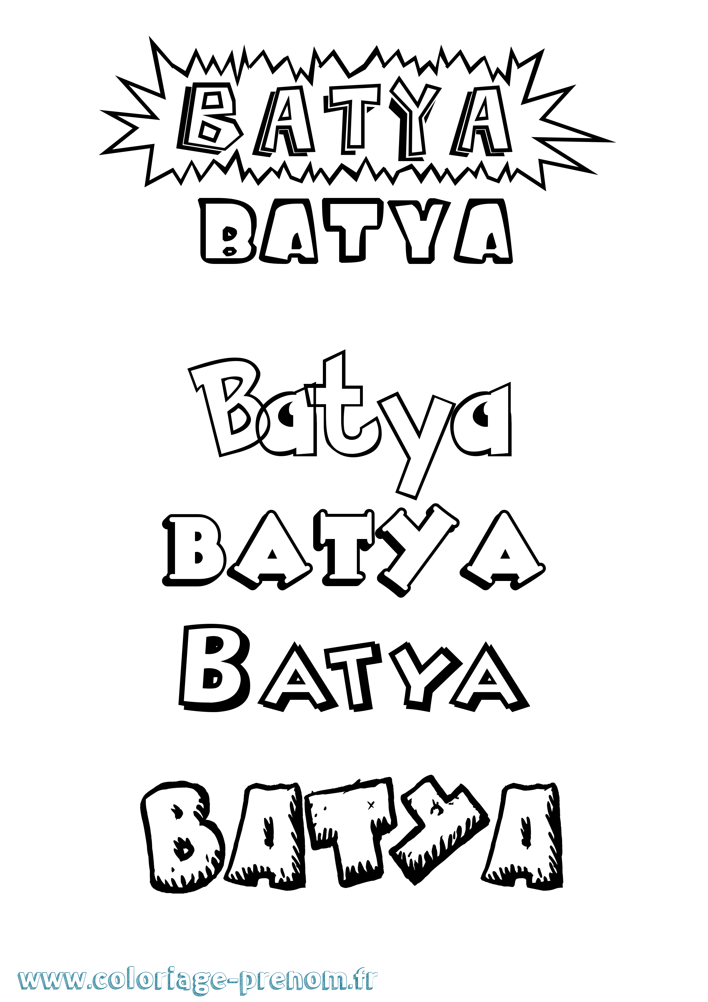 Coloriage Batya Dessin Animé Coloriage prénom Batya Dessin Animé