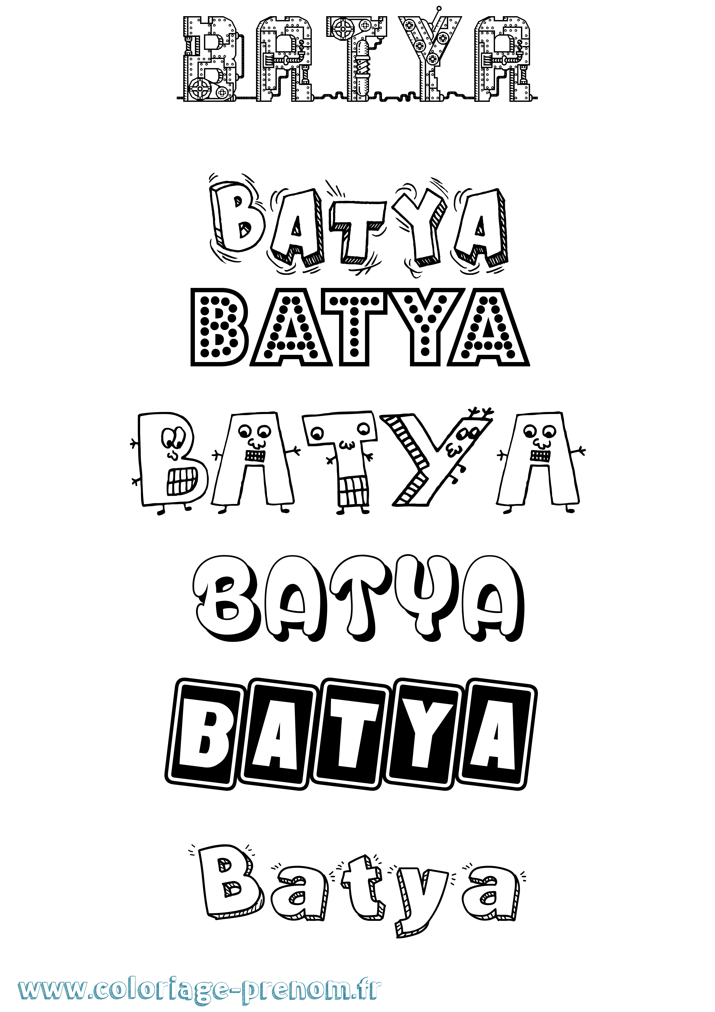 Coloriage Batya Fun Coloriage prénom Batya Fun