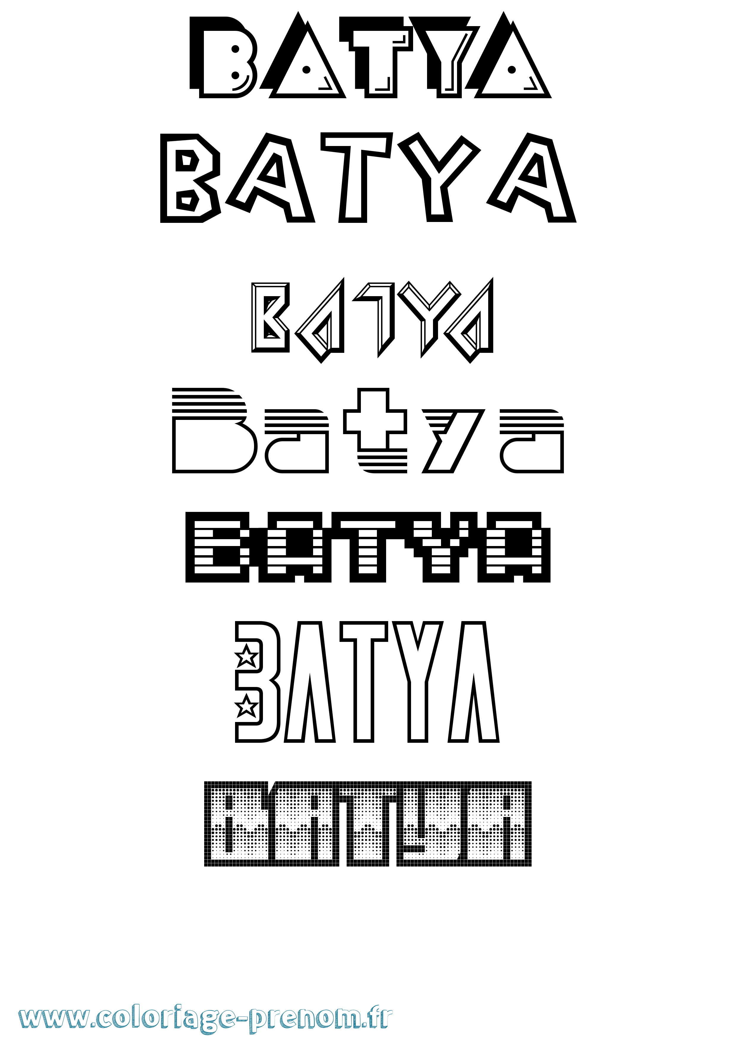 Coloriage Batya Jeux Vidéos Coloriage prénom Batya Jeux Vidéos