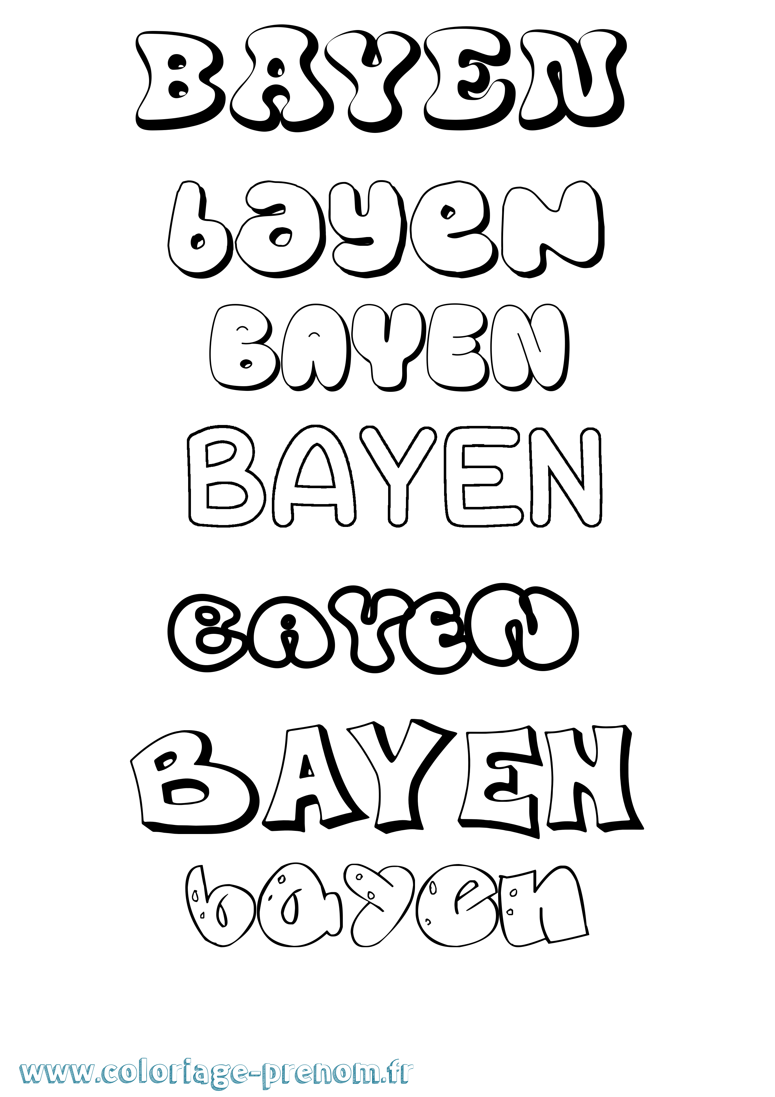 Coloriage Bayen Bubble Coloriage prénom Bayen Bubble