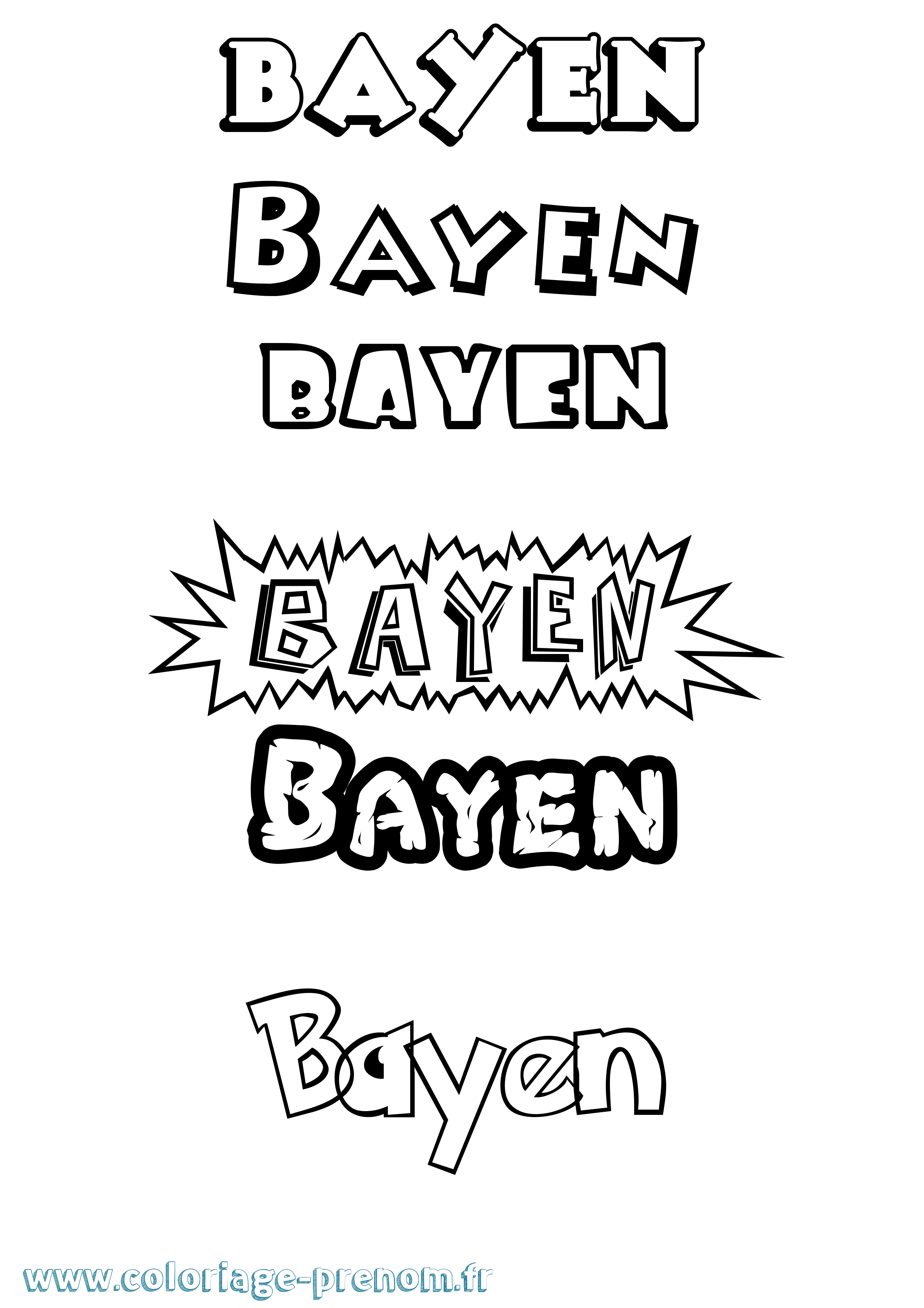 Coloriage Bayen Dessin Animé Coloriage prénom Bayen Dessin Animé