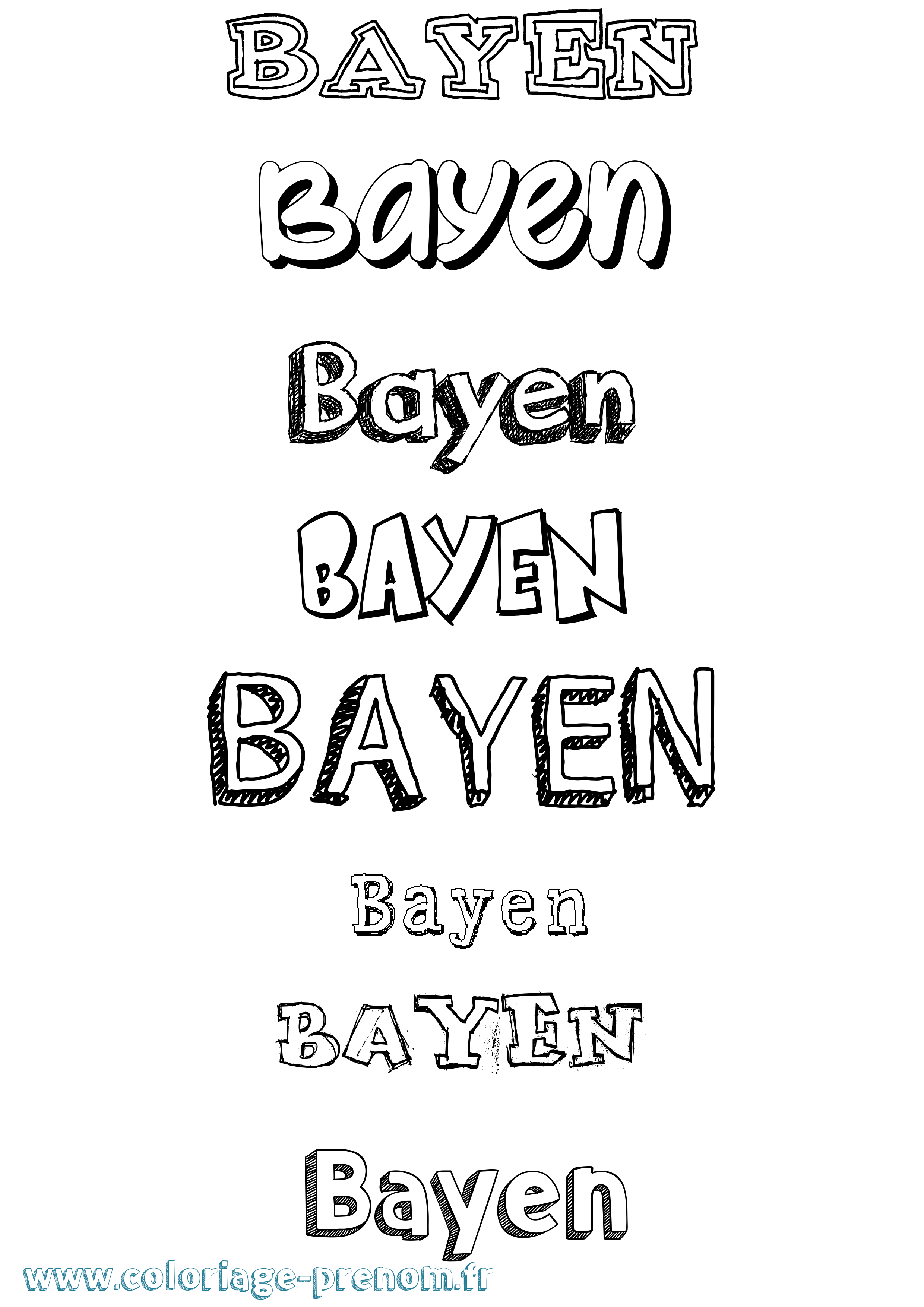 Coloriage Bayen Dessiné Coloriage prénom Bayen Dessiné