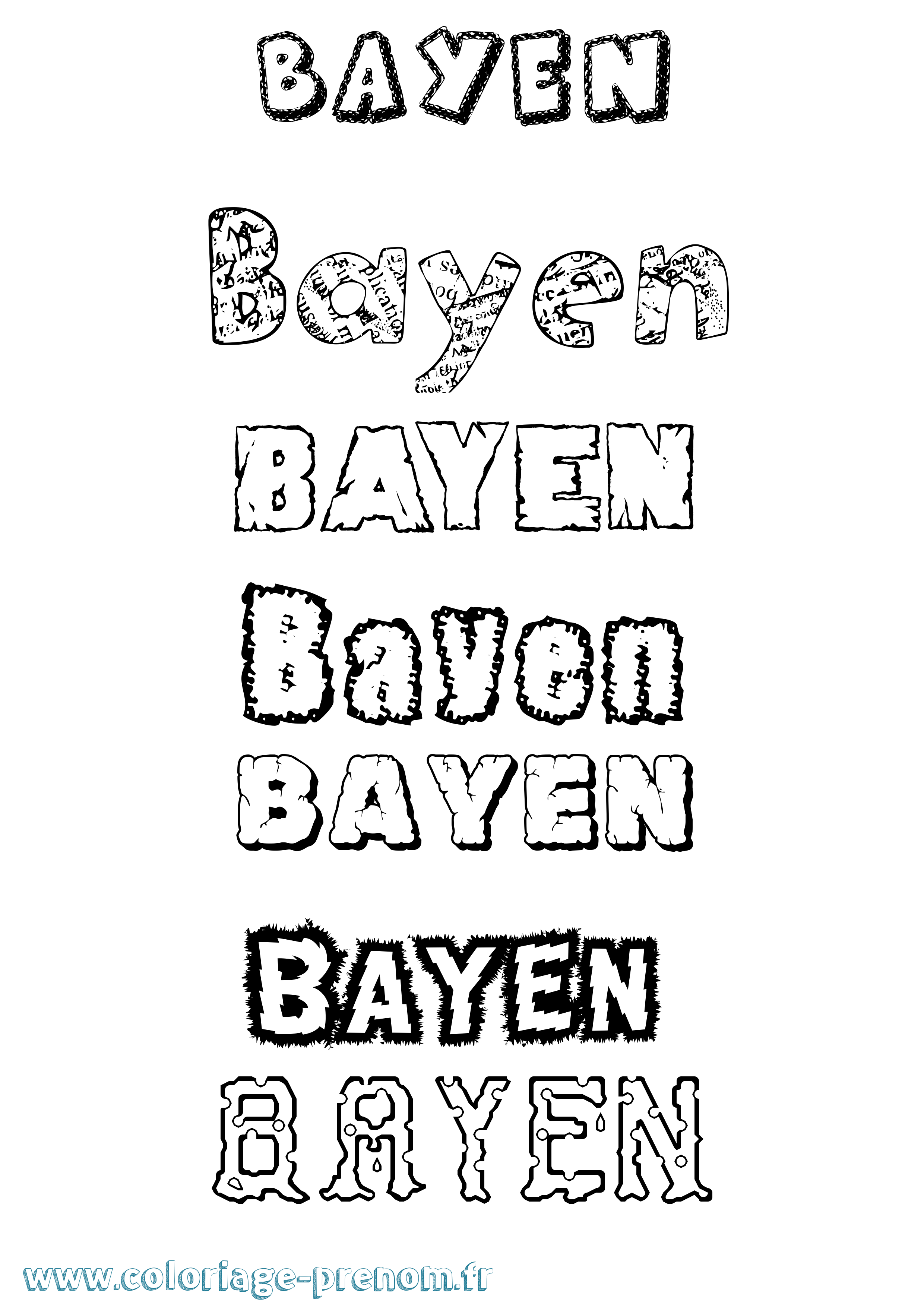 Coloriage Bayen Destructuré Coloriage prénom Bayen Destructuré