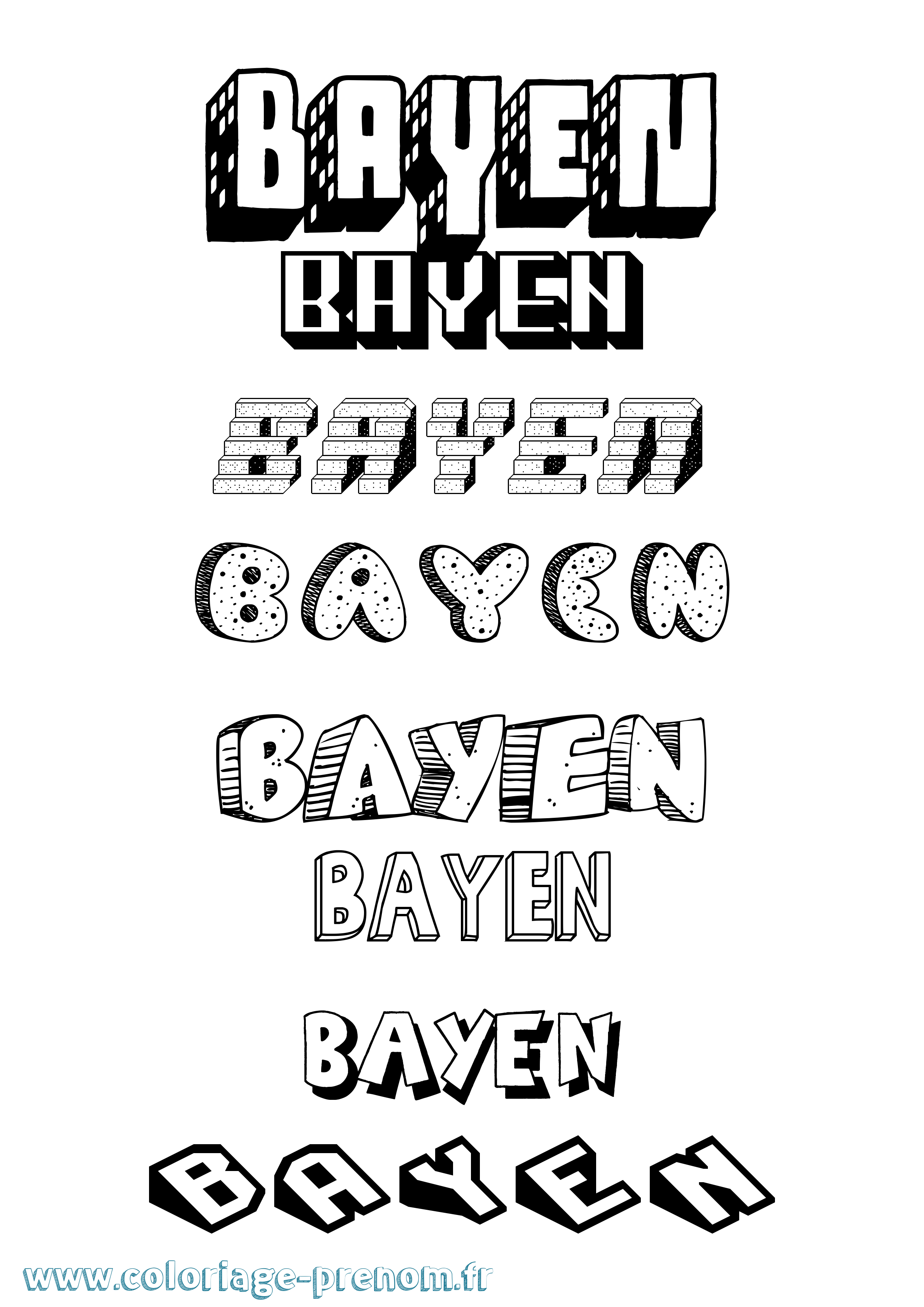 Coloriage Bayen Effet 3D Coloriage prénom Bayen Effet 3D