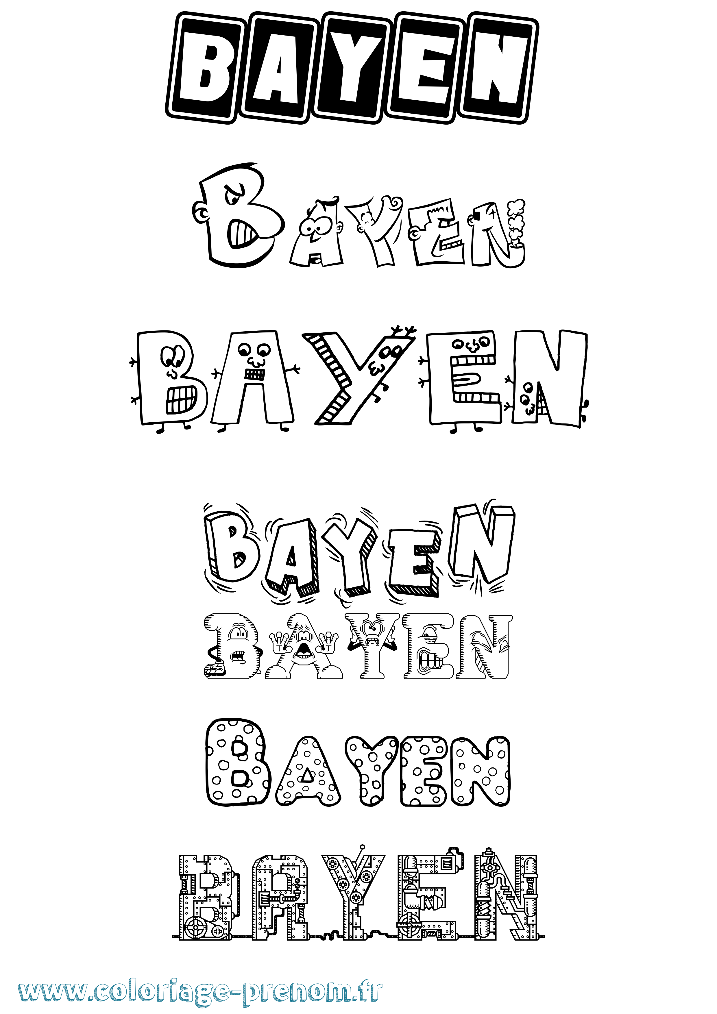 Coloriage Bayen Fun Coloriage prénom Bayen Fun