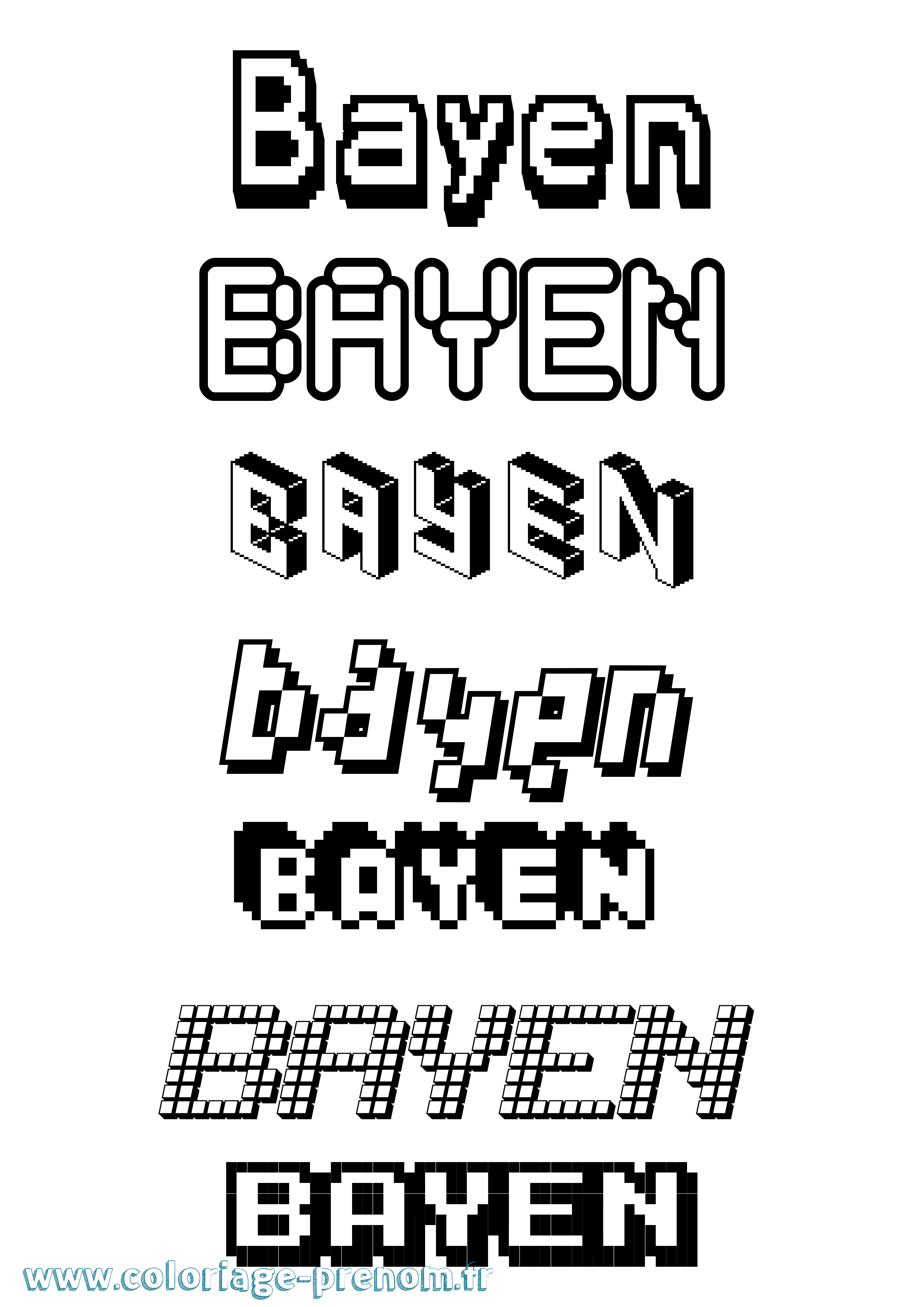 Coloriage Bayen Pixel Coloriage prénom Bayen Pixel