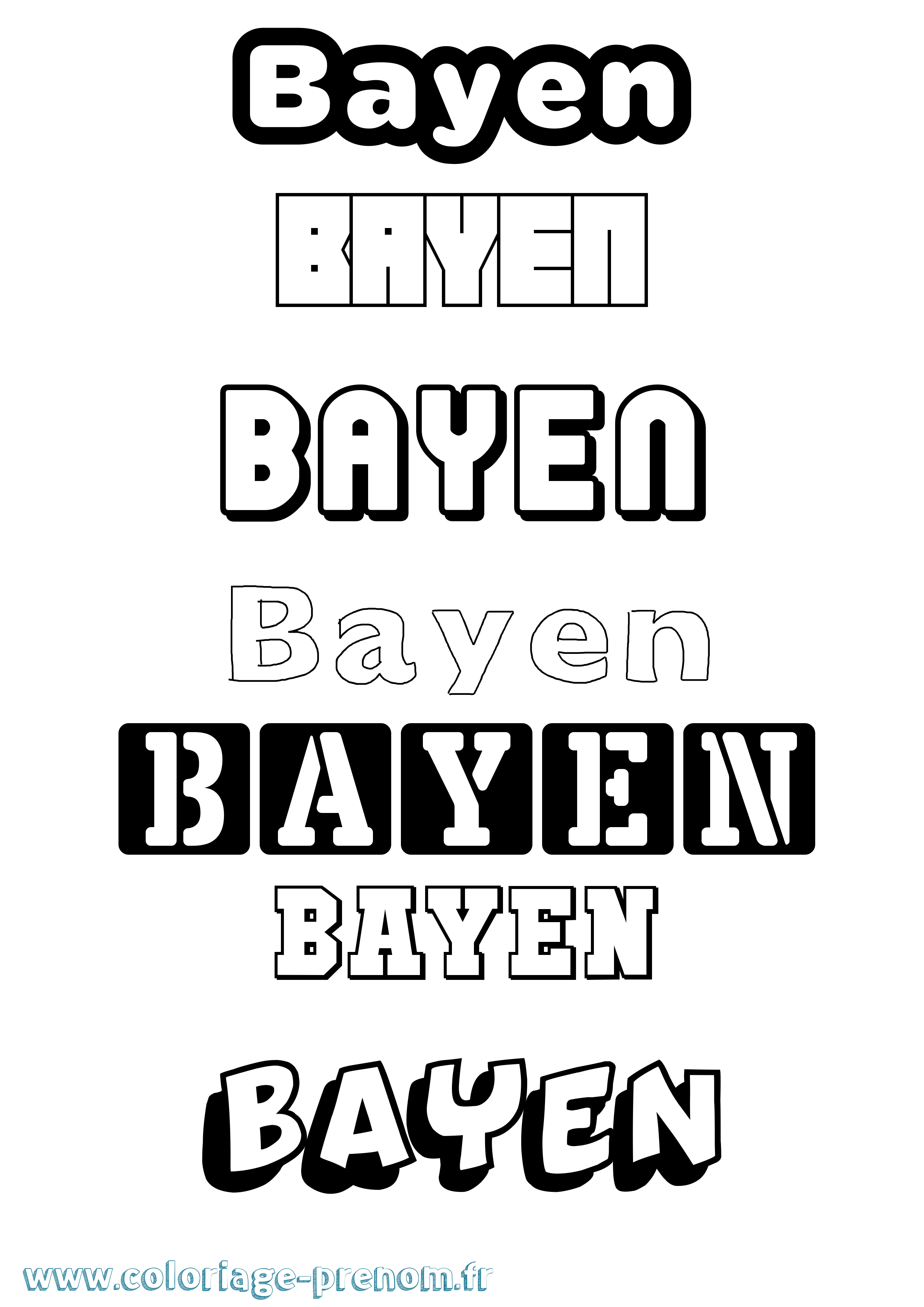 Coloriage Bayen Simple Coloriage prénom Bayen Simple