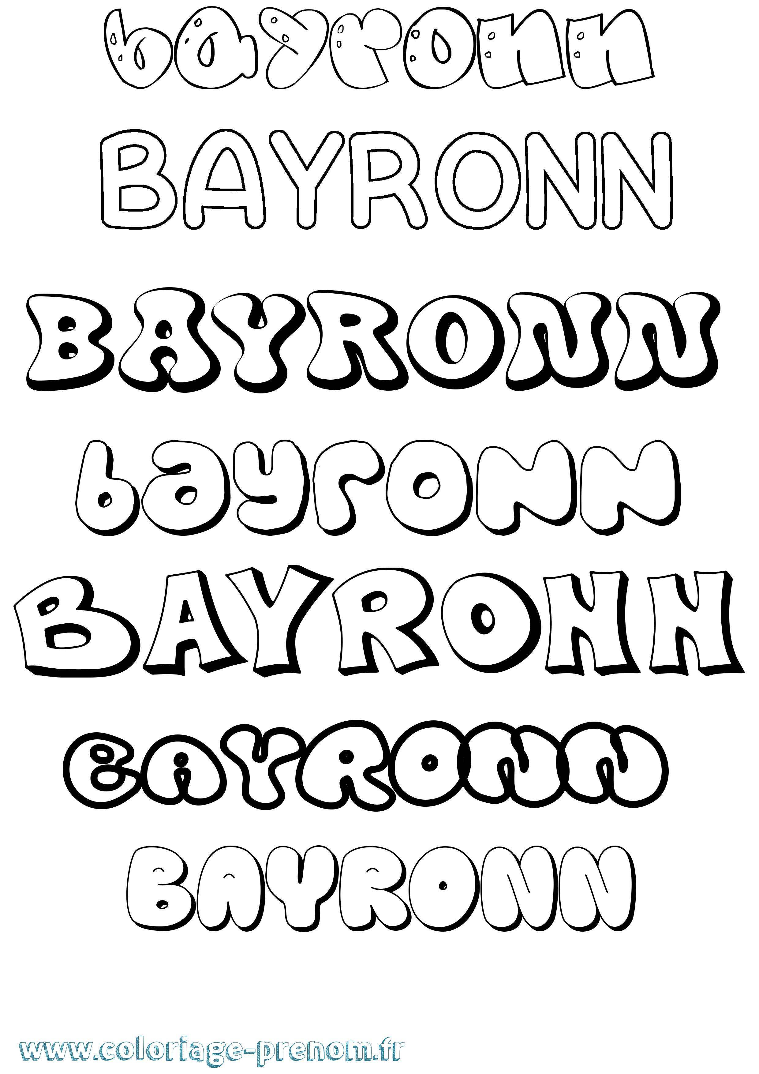 Coloriage Bayronn Bubble Coloriage prénom Bayronn Bubble