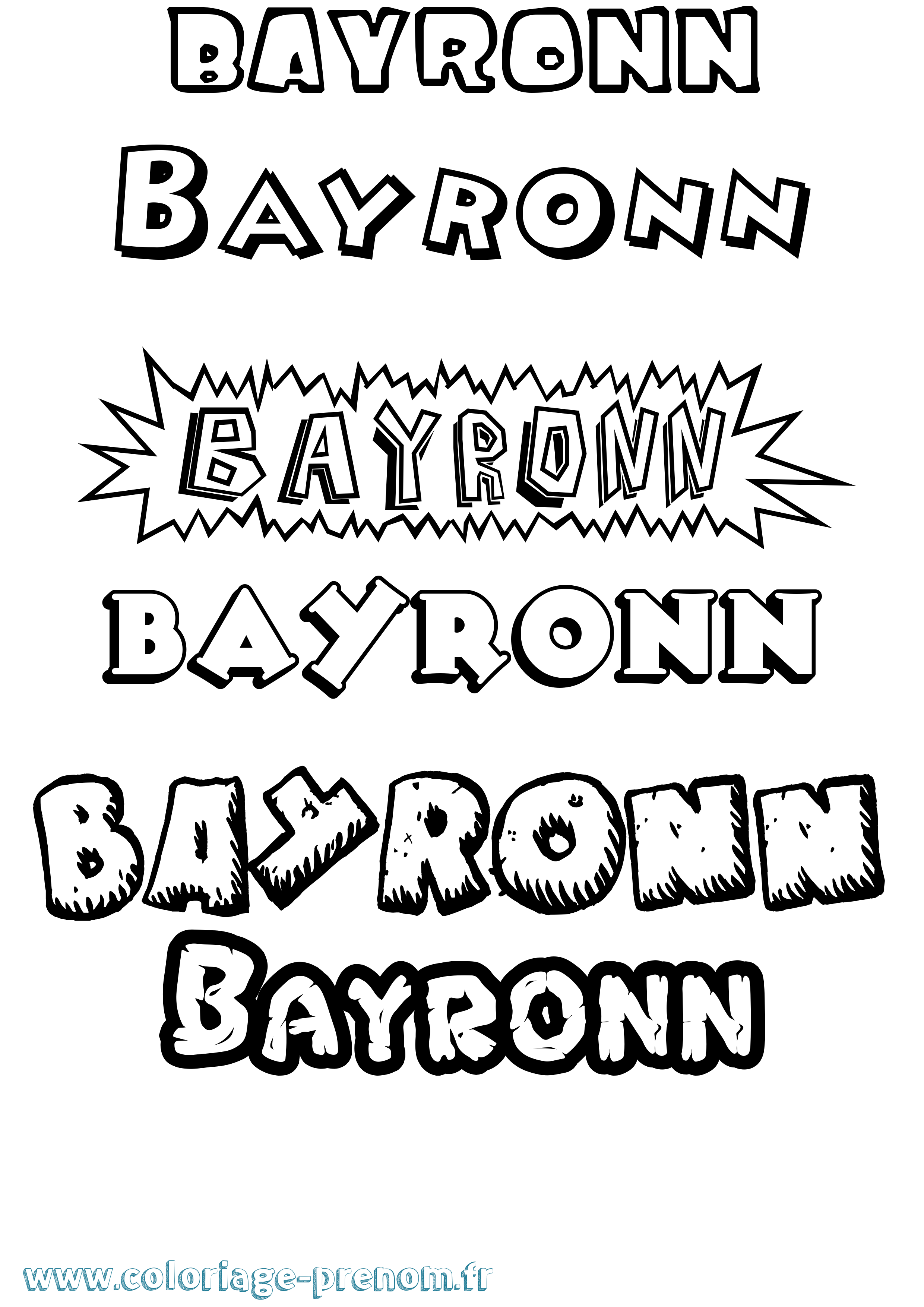 Coloriage Bayronn Dessin Animé Coloriage prénom Bayronn Dessin Animé