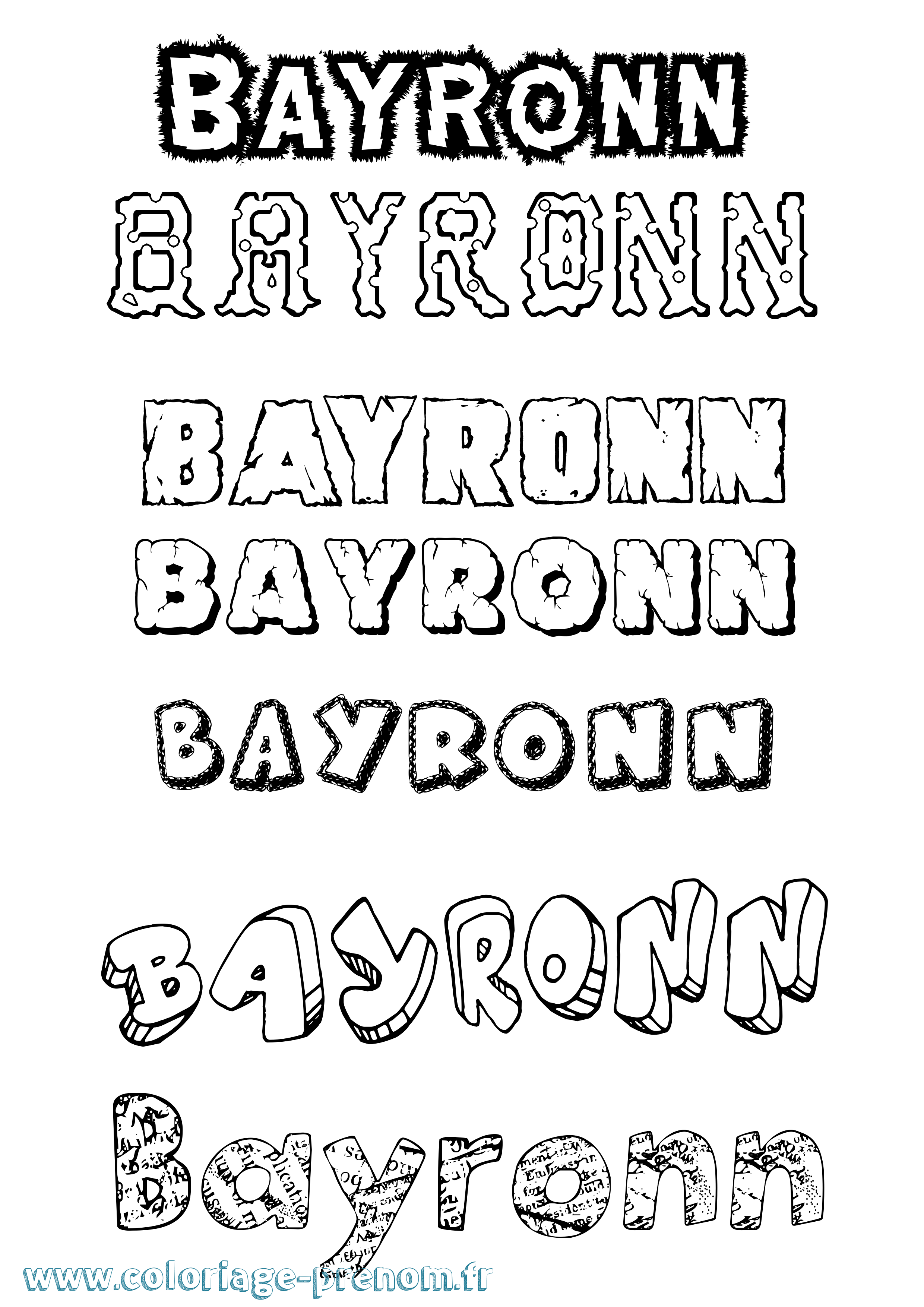 Coloriage Bayronn Destructuré Coloriage prénom Bayronn Destructuré