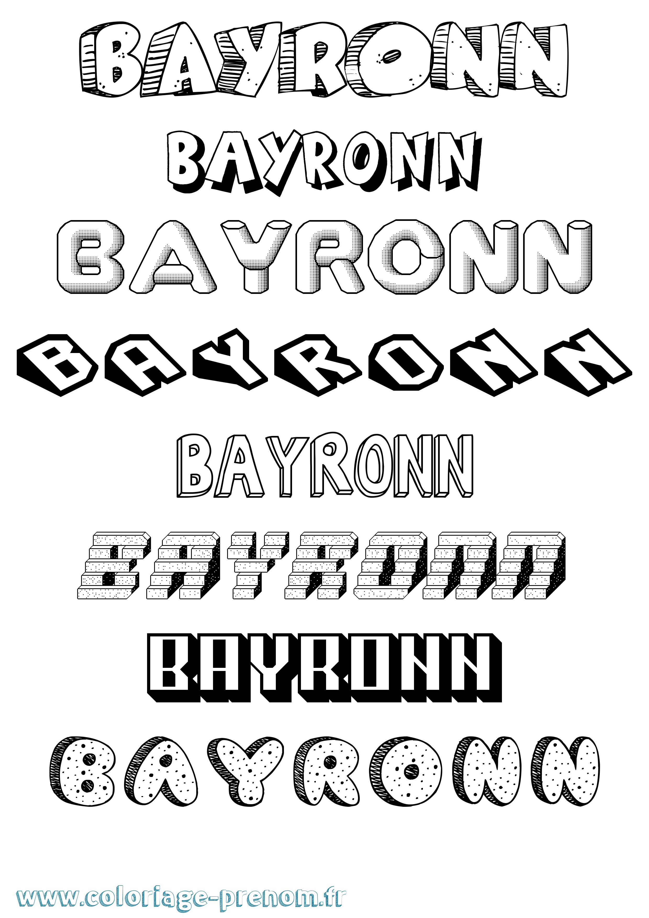 Coloriage Bayronn Effet 3D Coloriage prénom Bayronn Effet 3D