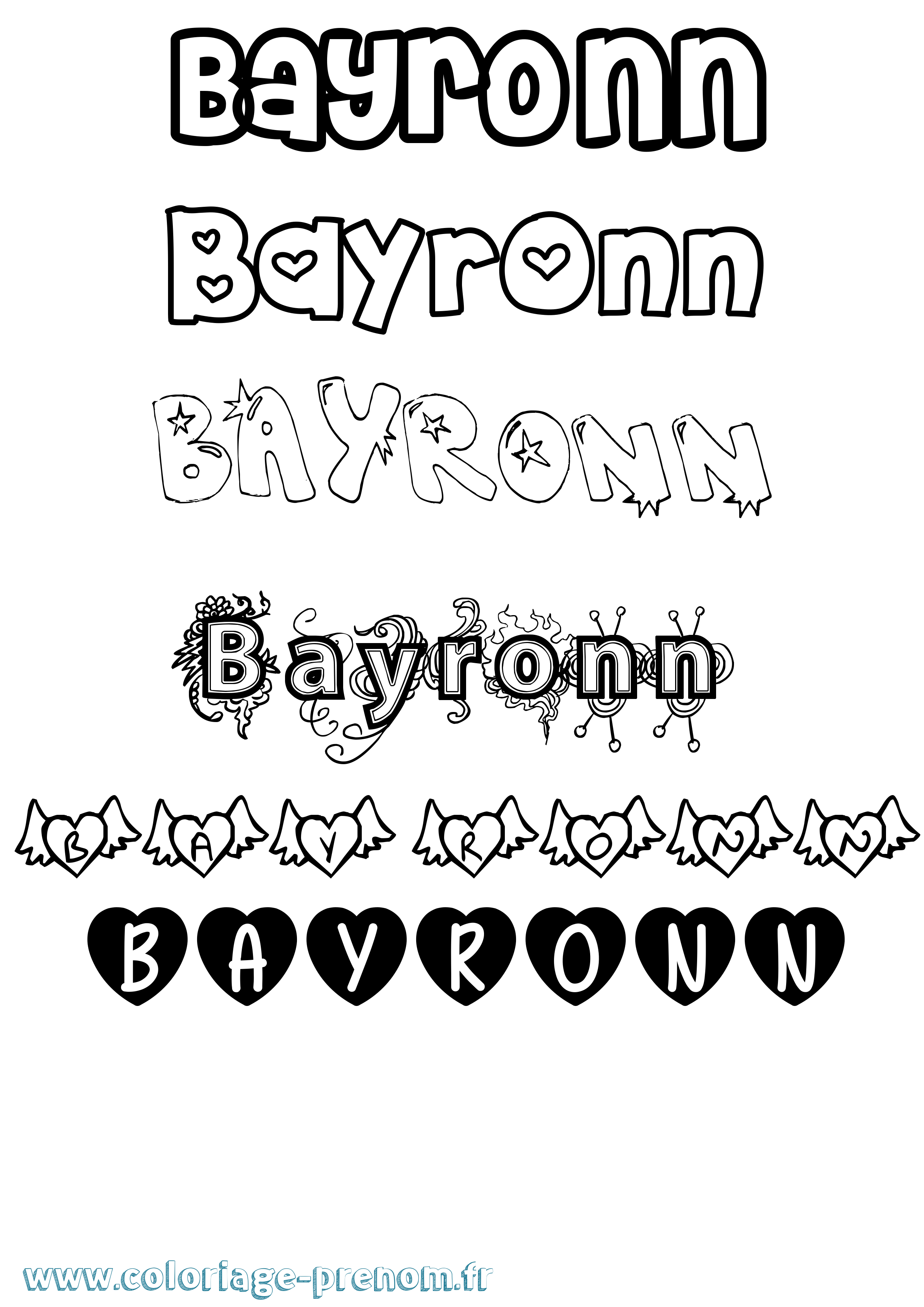 Coloriage Bayronn Girly Coloriage prénom Bayronn Girly