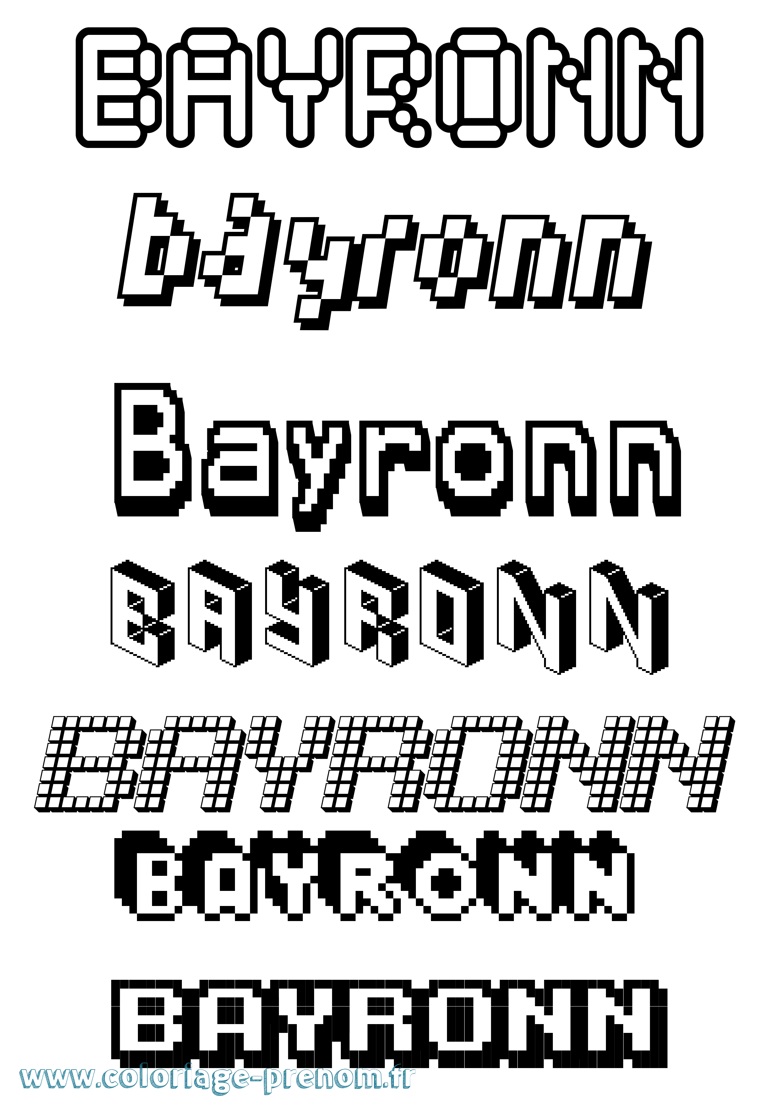 Coloriage Bayronn Pixel Coloriage prénom Bayronn Pixel
