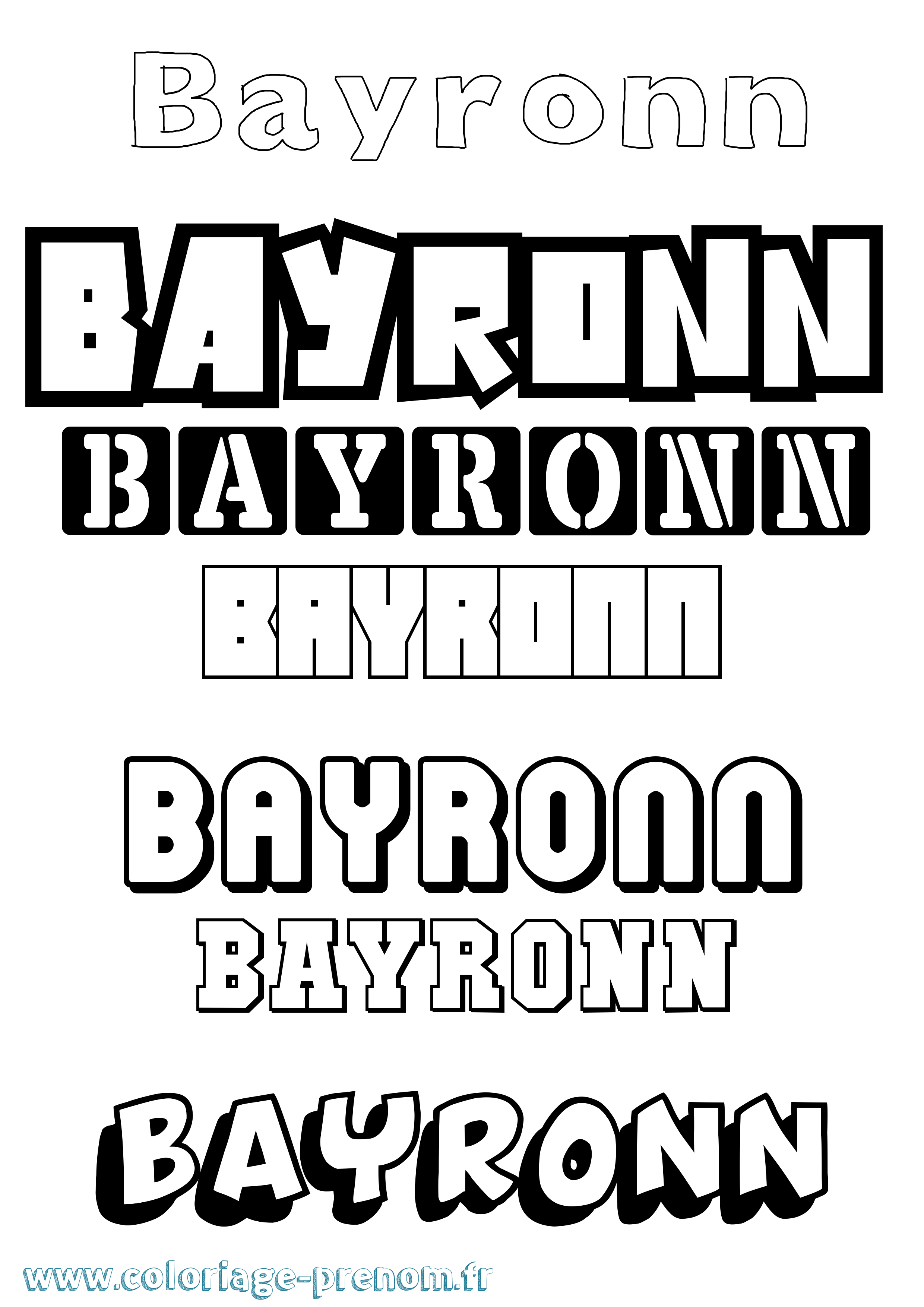 Coloriage Bayronn Simple Coloriage prénom Bayronn Simple