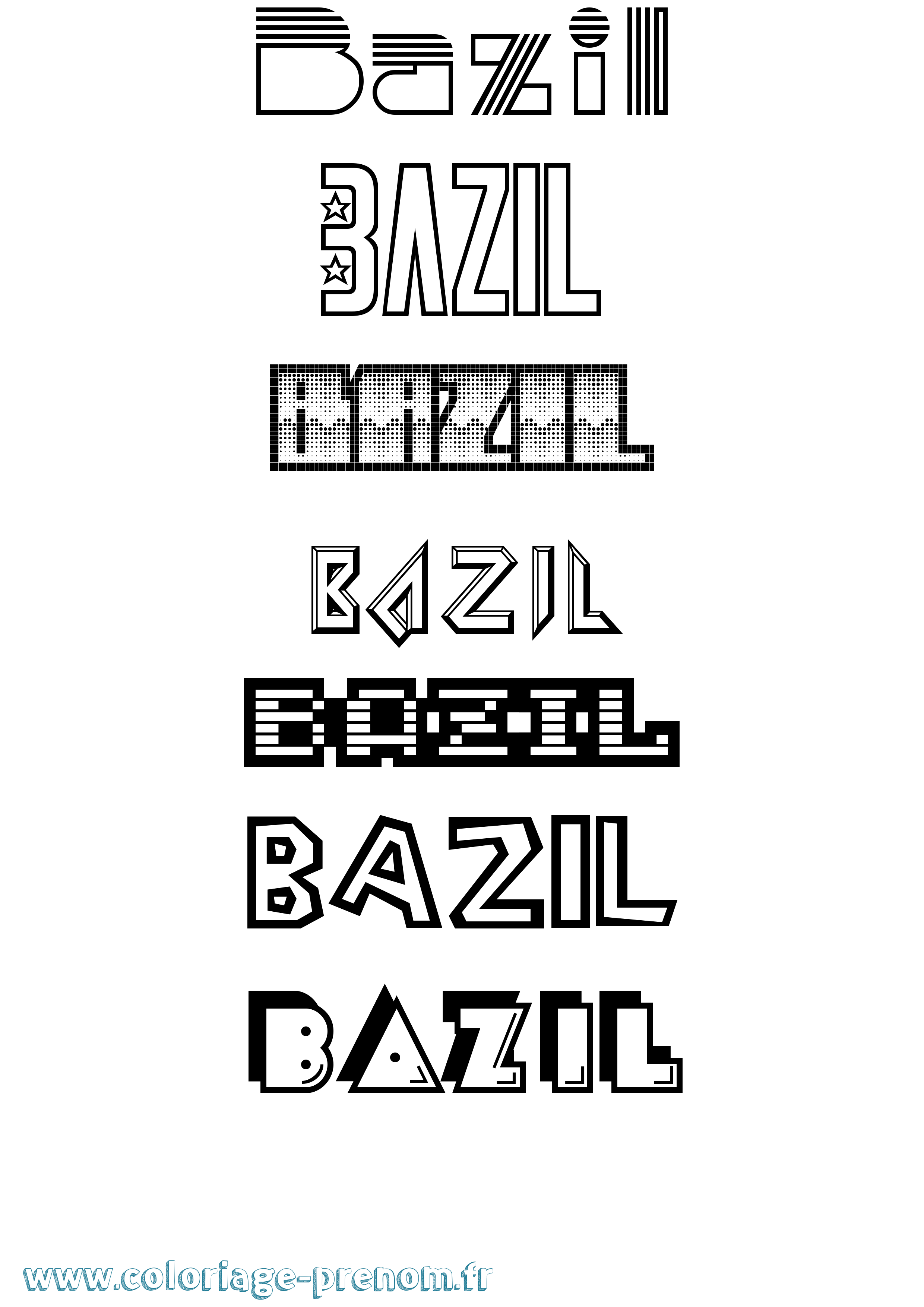 Coloriage Bazil Jeux Vidéos Coloriage prénom Bazil Jeux Vidéos