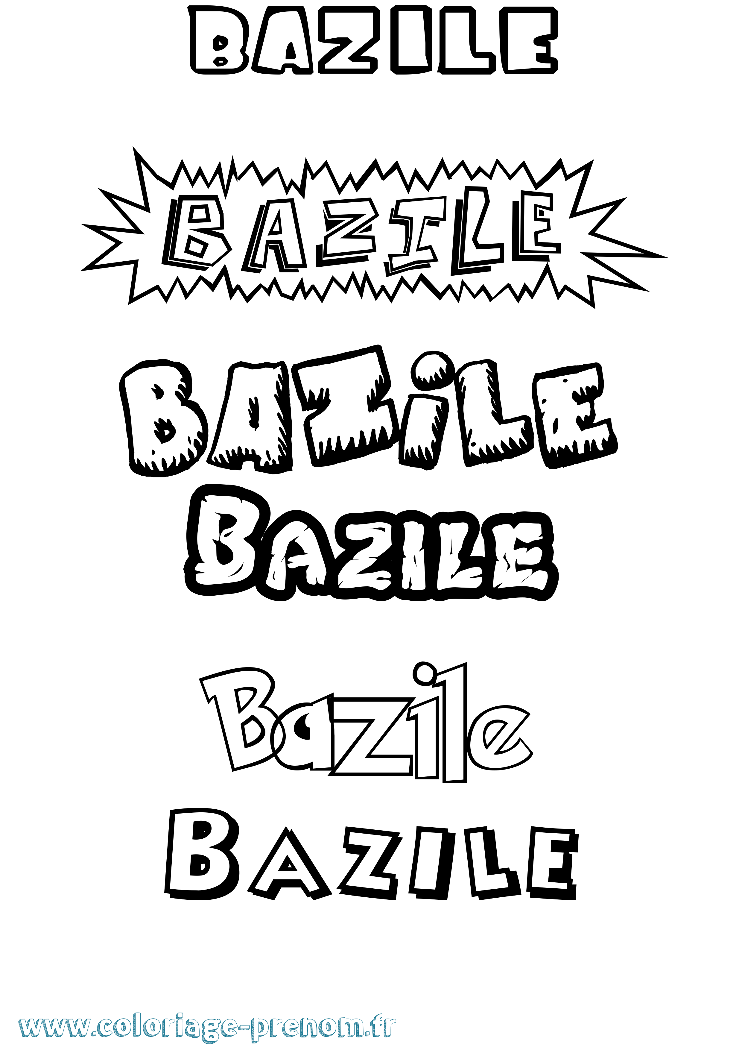 Coloriage Bazile Dessin Animé Coloriage prénom Bazile Dessin Animé