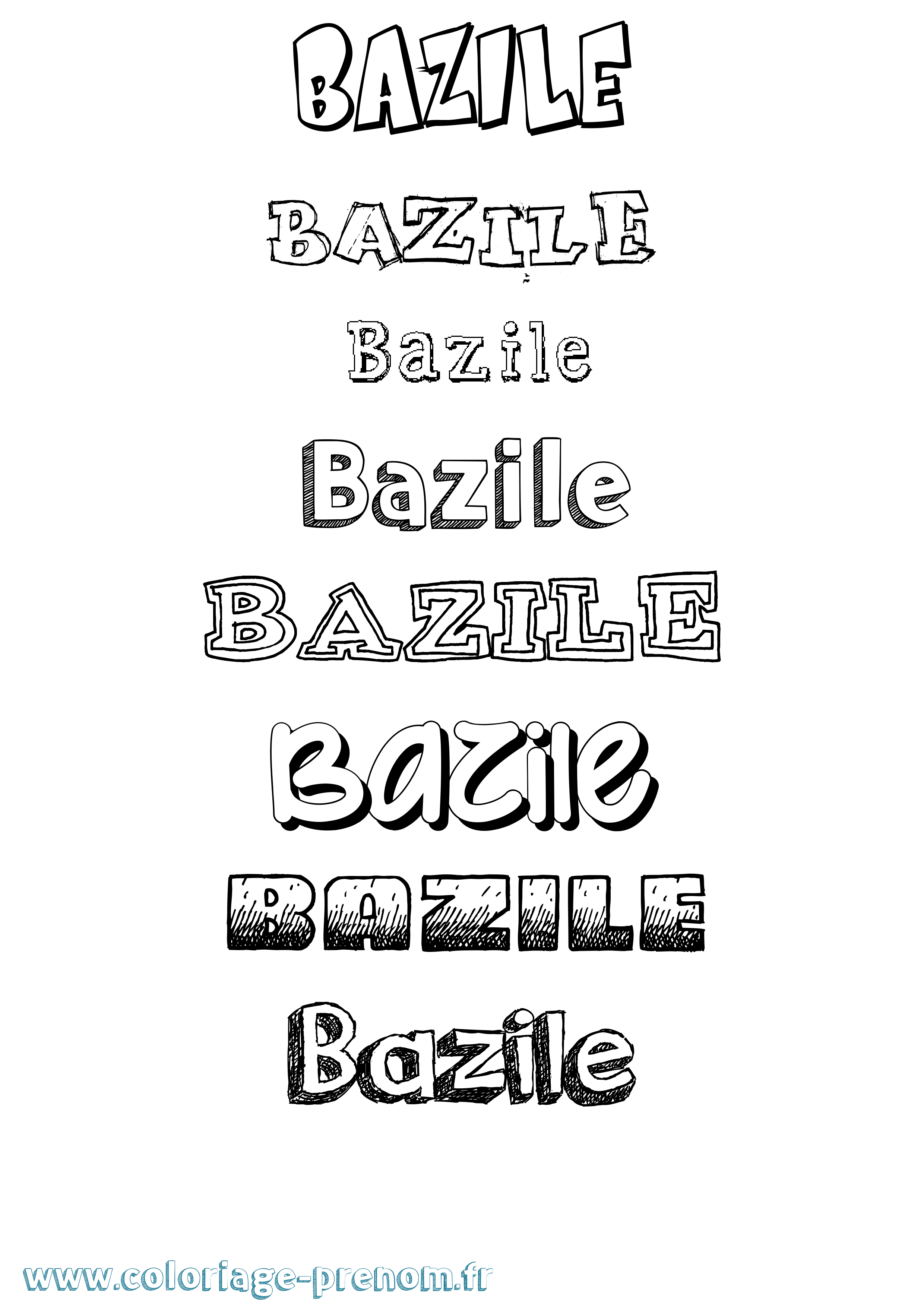 Coloriage Bazile Dessiné Coloriage prénom Bazile Dessiné