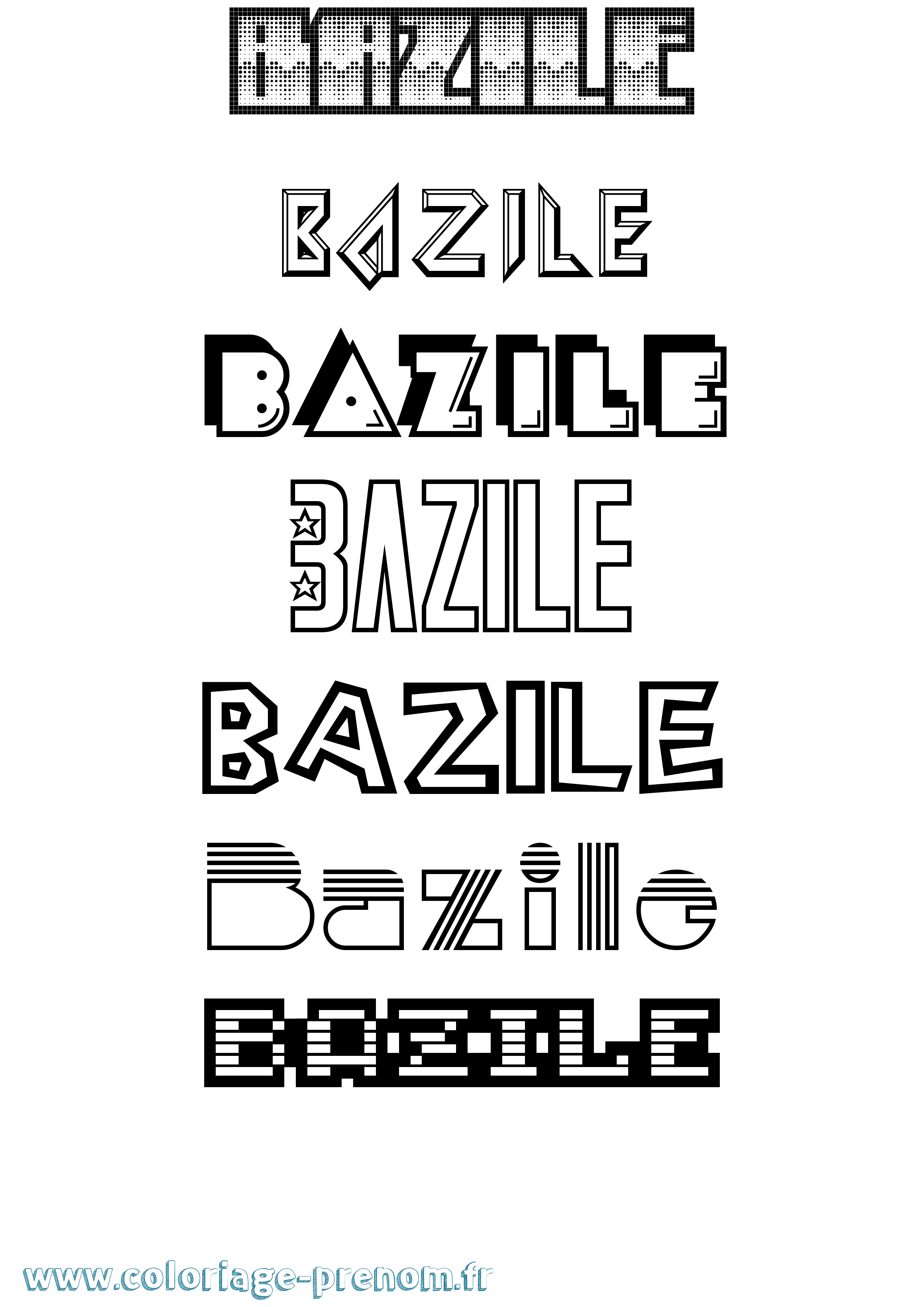 Coloriage Bazile Jeux Vidéos Coloriage prénom Bazile Jeux Vidéos