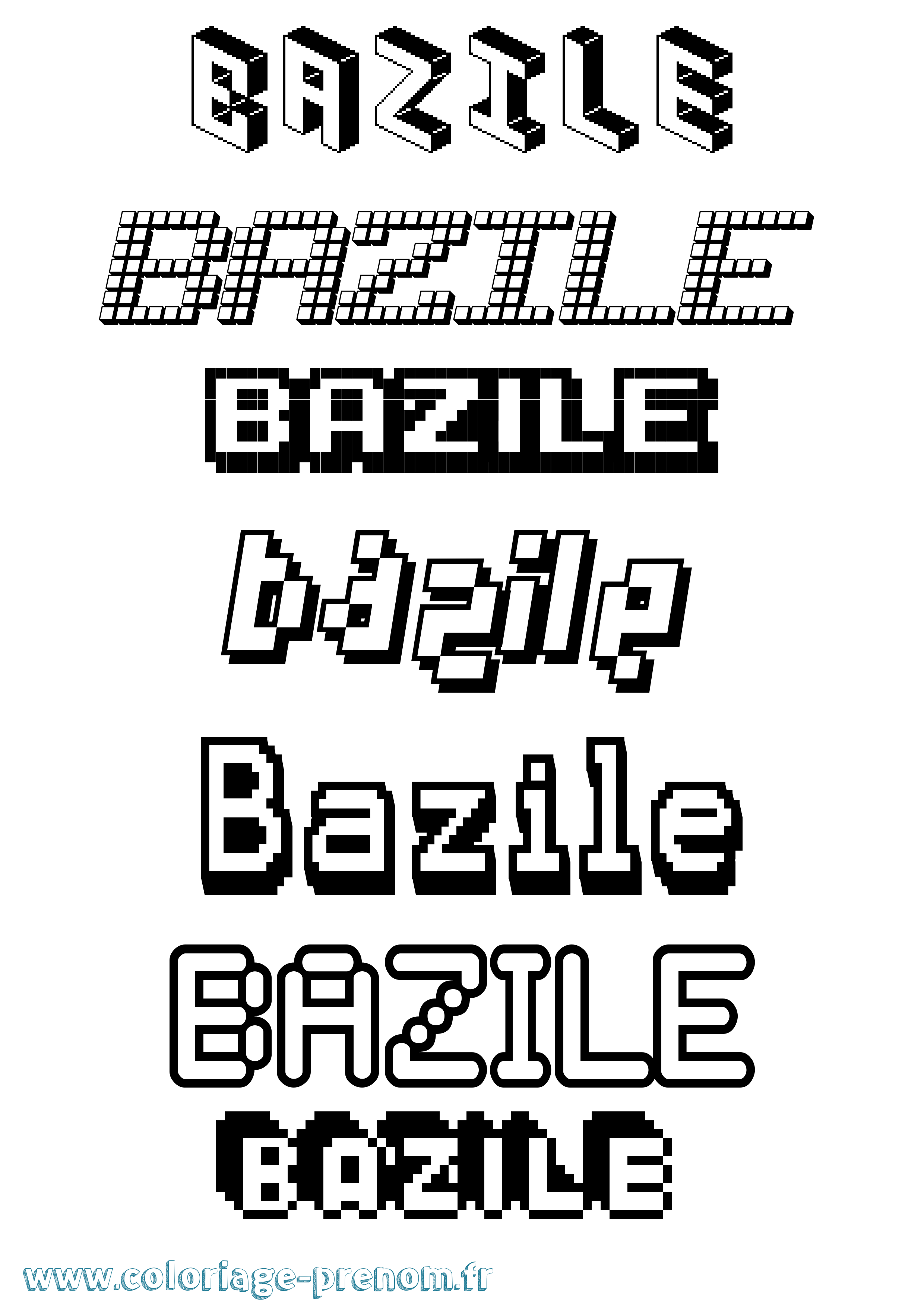 Coloriage Bazile Pixel Coloriage prénom Bazile Pixel