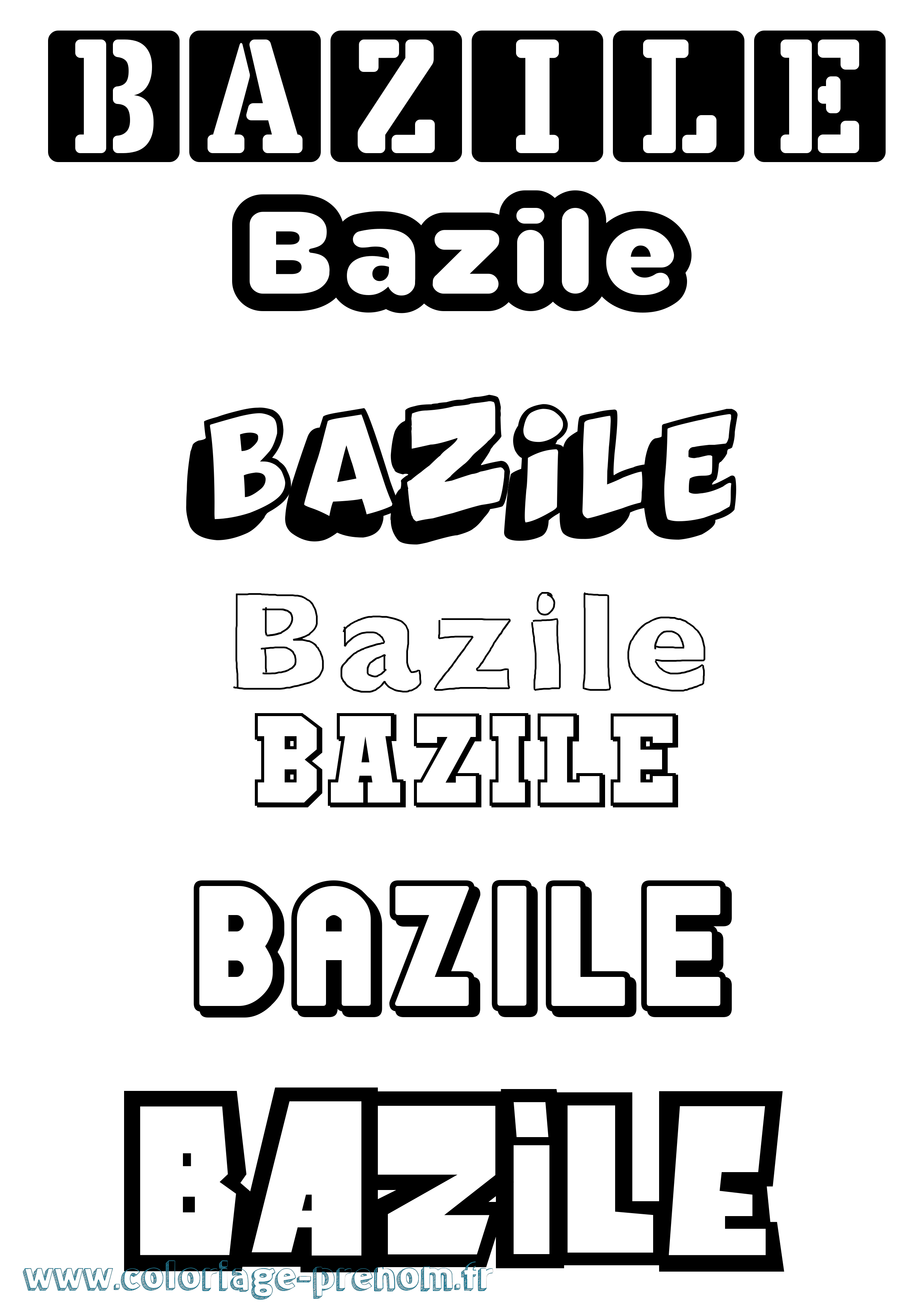 Coloriage Bazile Simple Coloriage prénom Bazile Simple