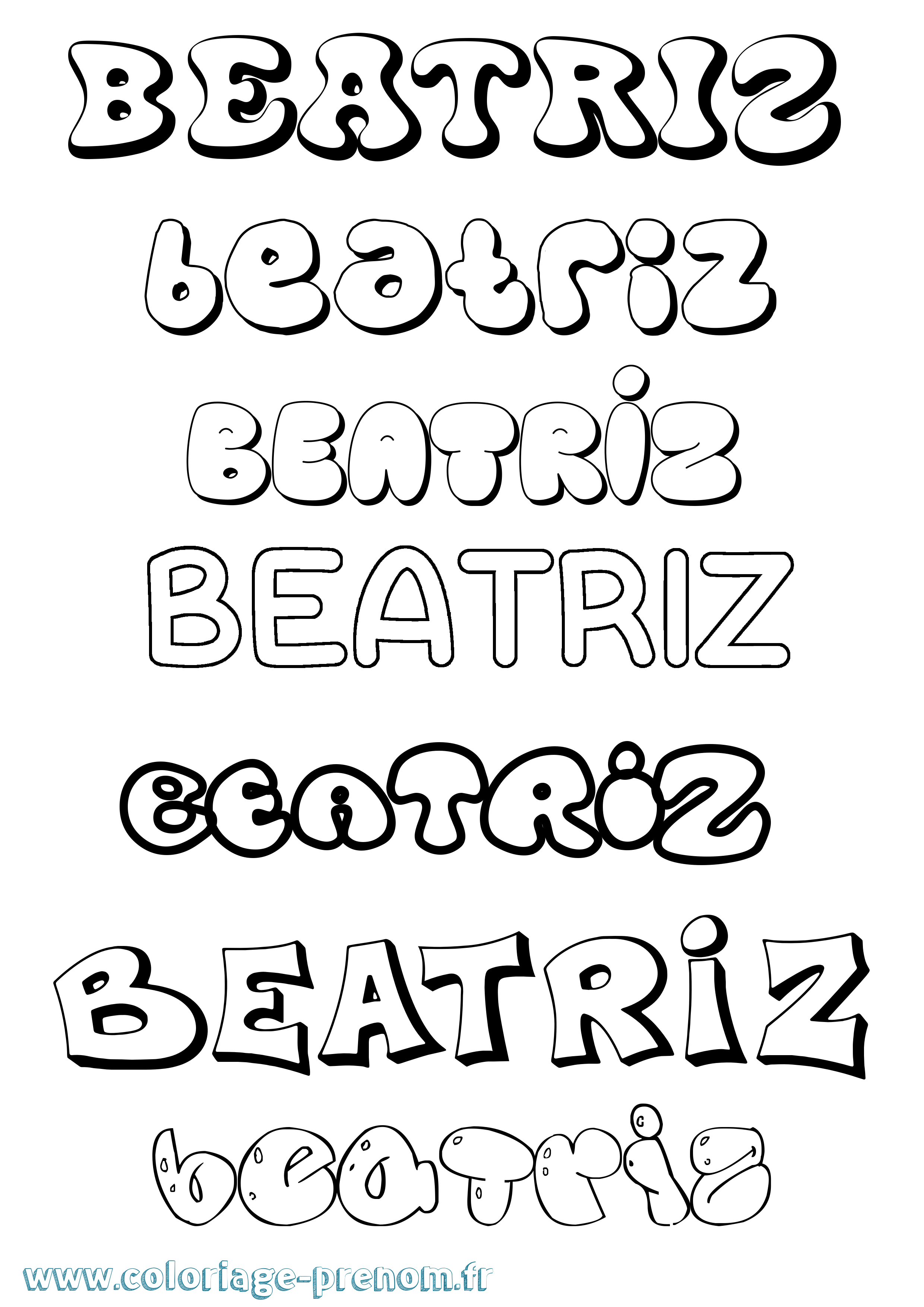 Coloriage Beatriz Bubble Coloriage prénom Beatriz Bubble
