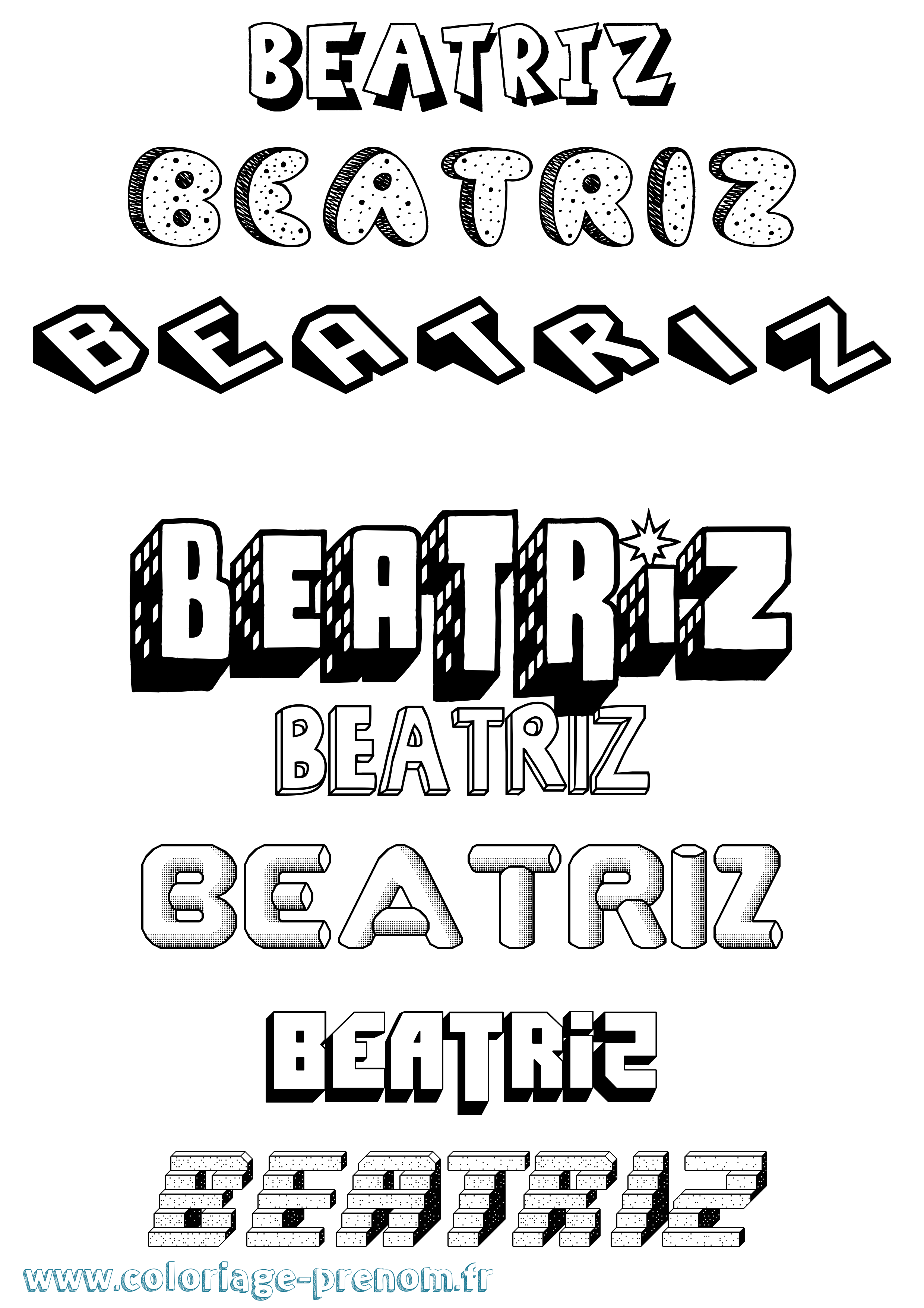Coloriage Beatriz Effet 3D Coloriage prénom Beatriz Effet 3D
