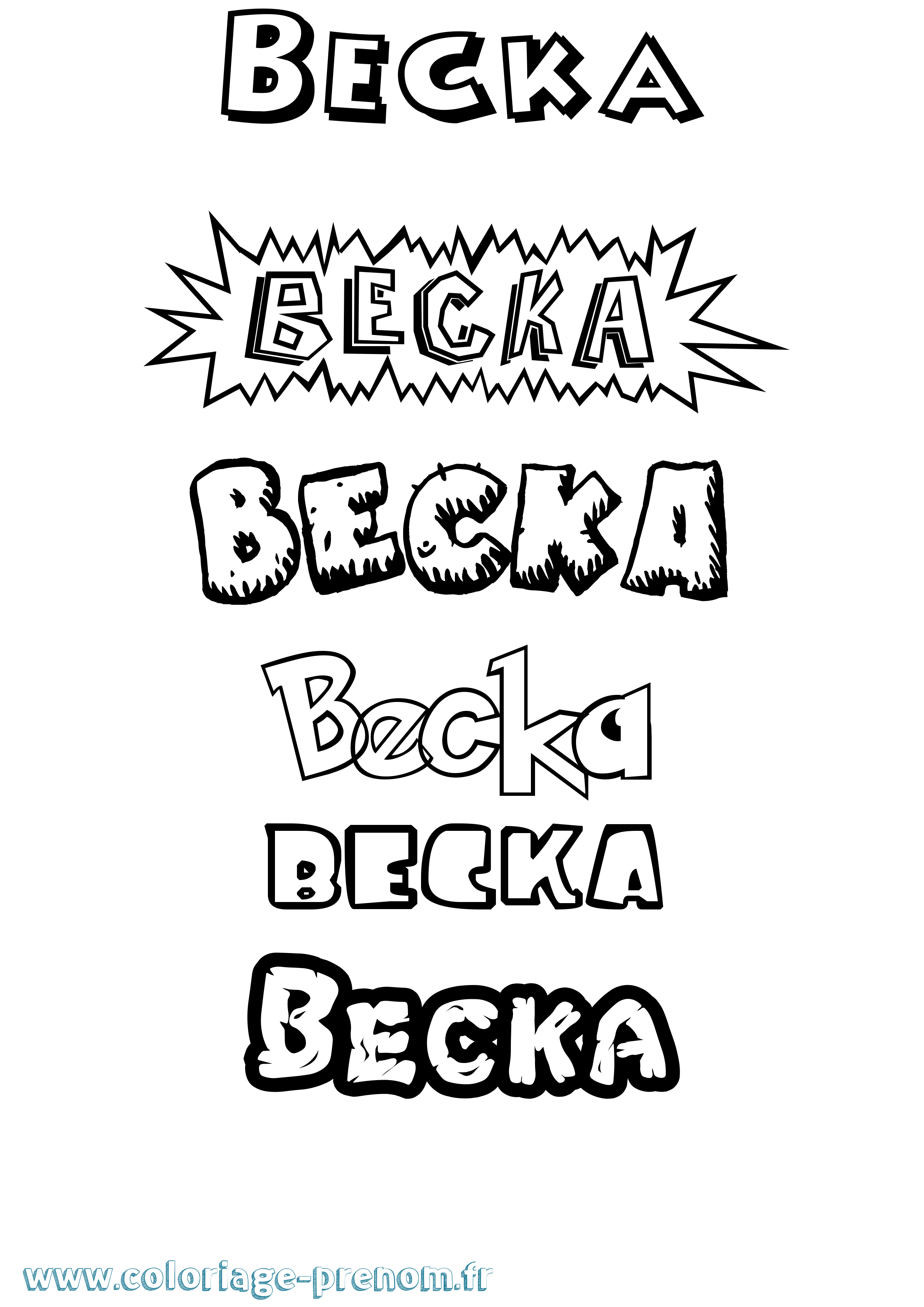Coloriage Becka Dessin Animé Coloriage prénom Becka Dessin Animé