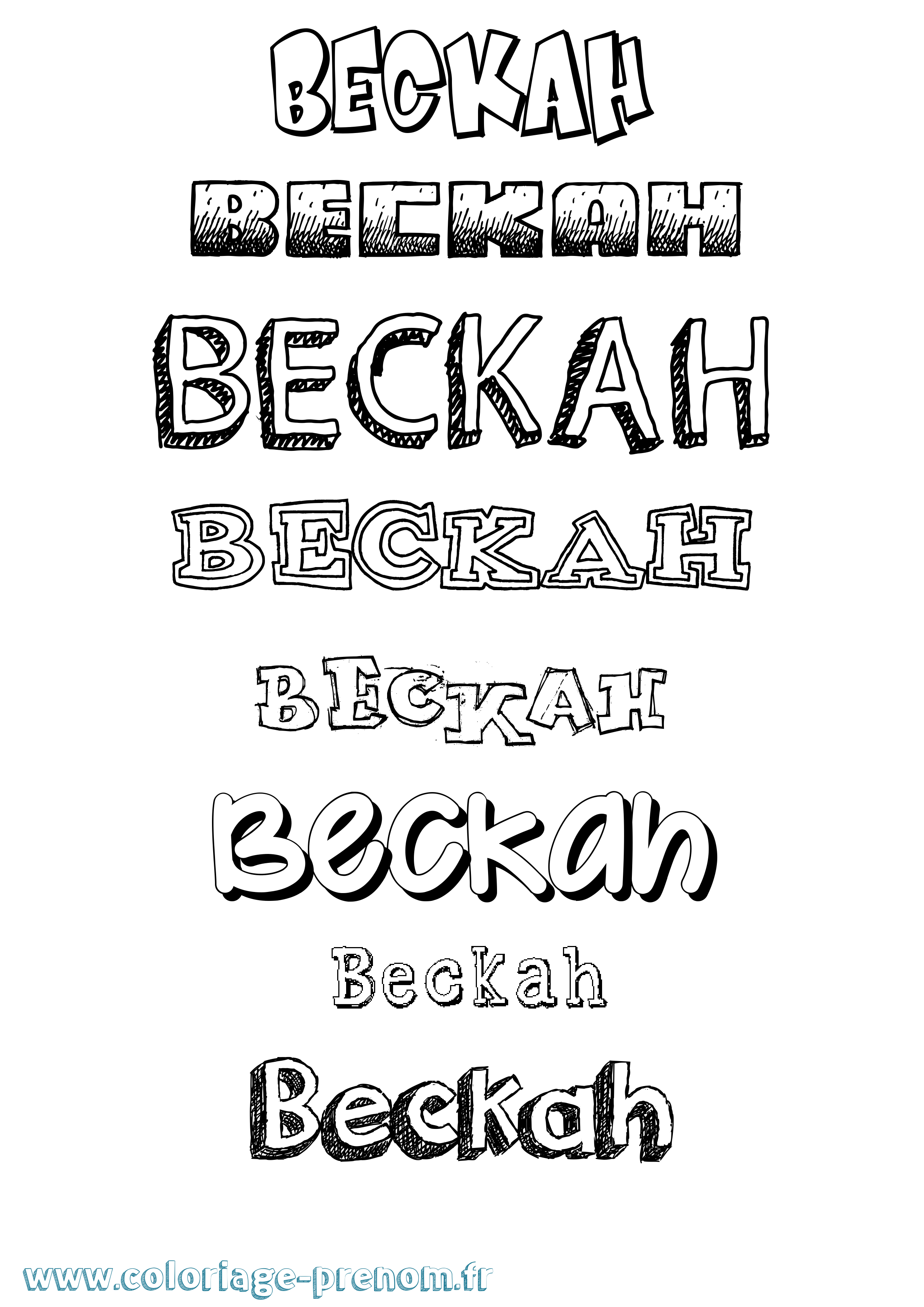 Coloriage Beckah Dessiné Coloriage prénom Beckah Dessiné