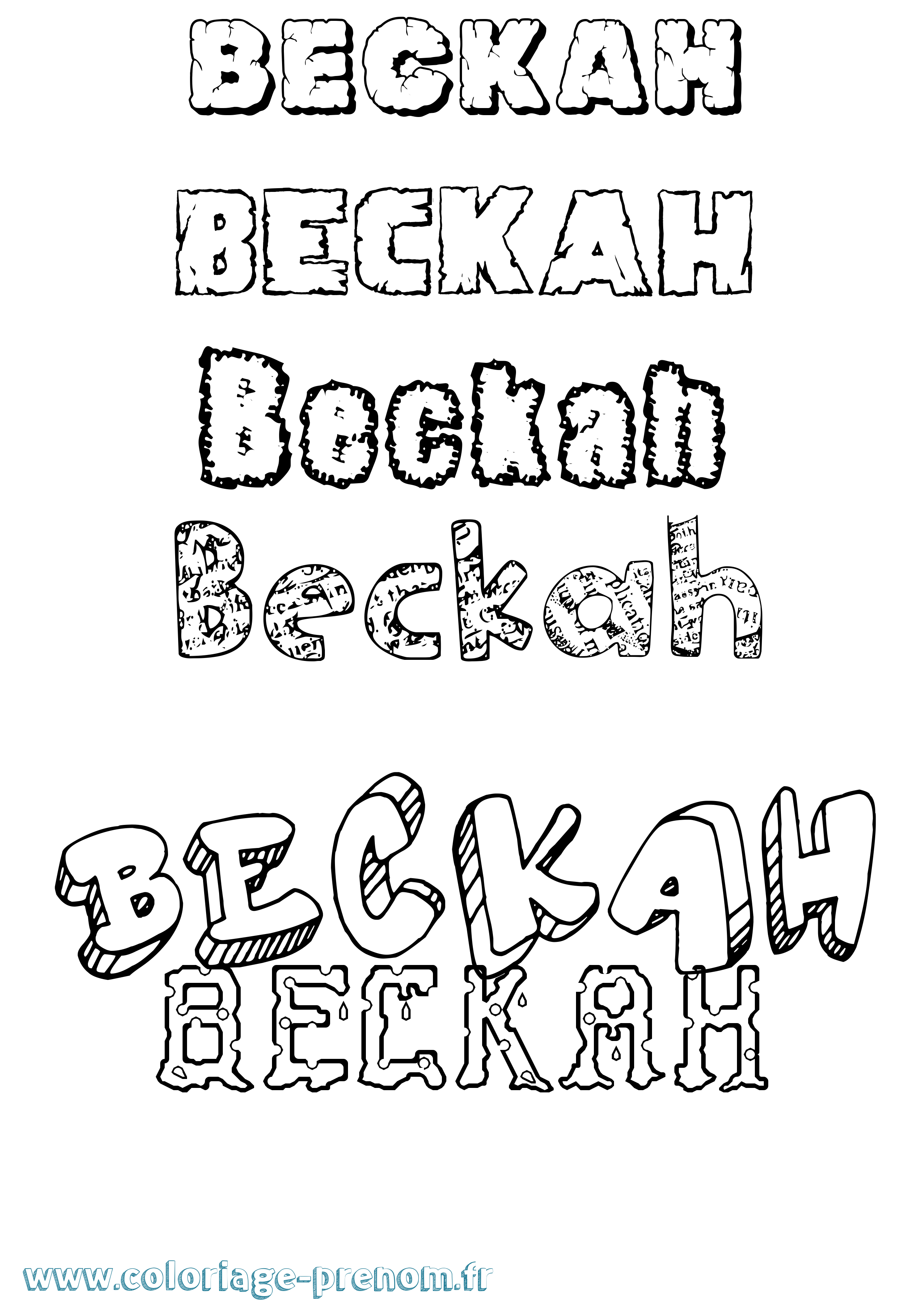 Coloriage Beckah Destructuré Coloriage prénom Beckah Destructuré