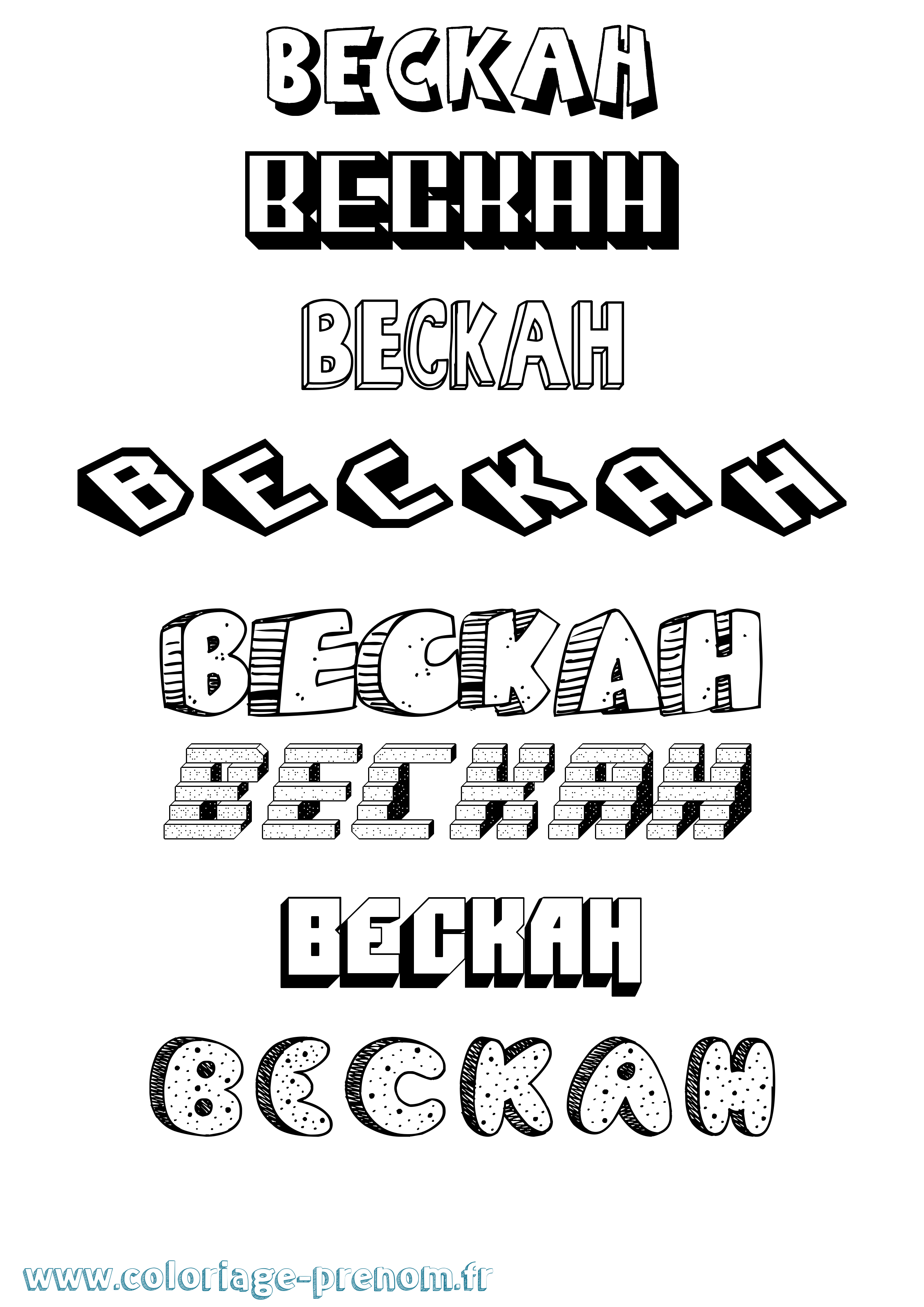 Coloriage Beckah Effet 3D Coloriage prénom Beckah Effet 3D