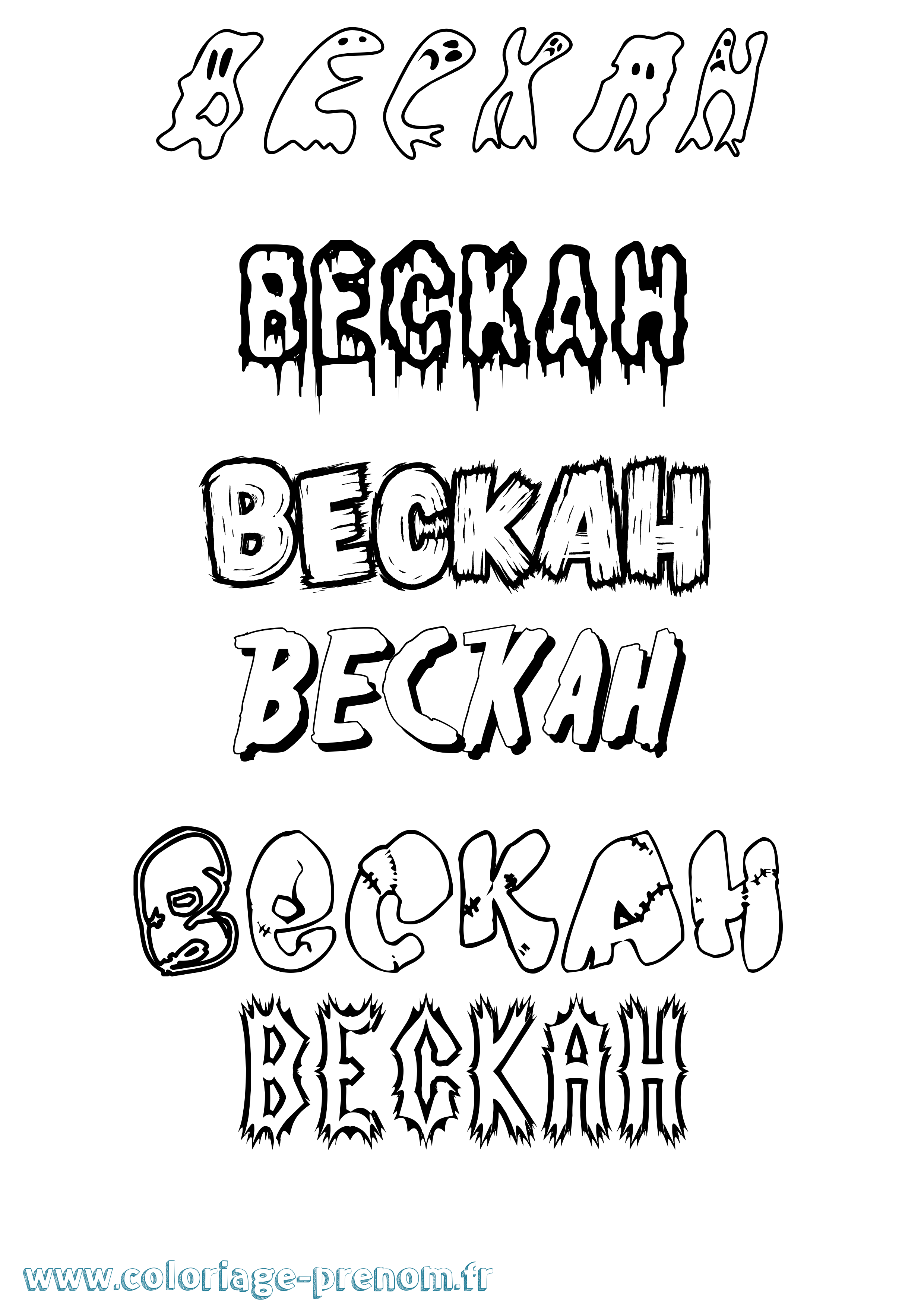 Coloriage Beckah Frisson Coloriage prénom Beckah Frisson