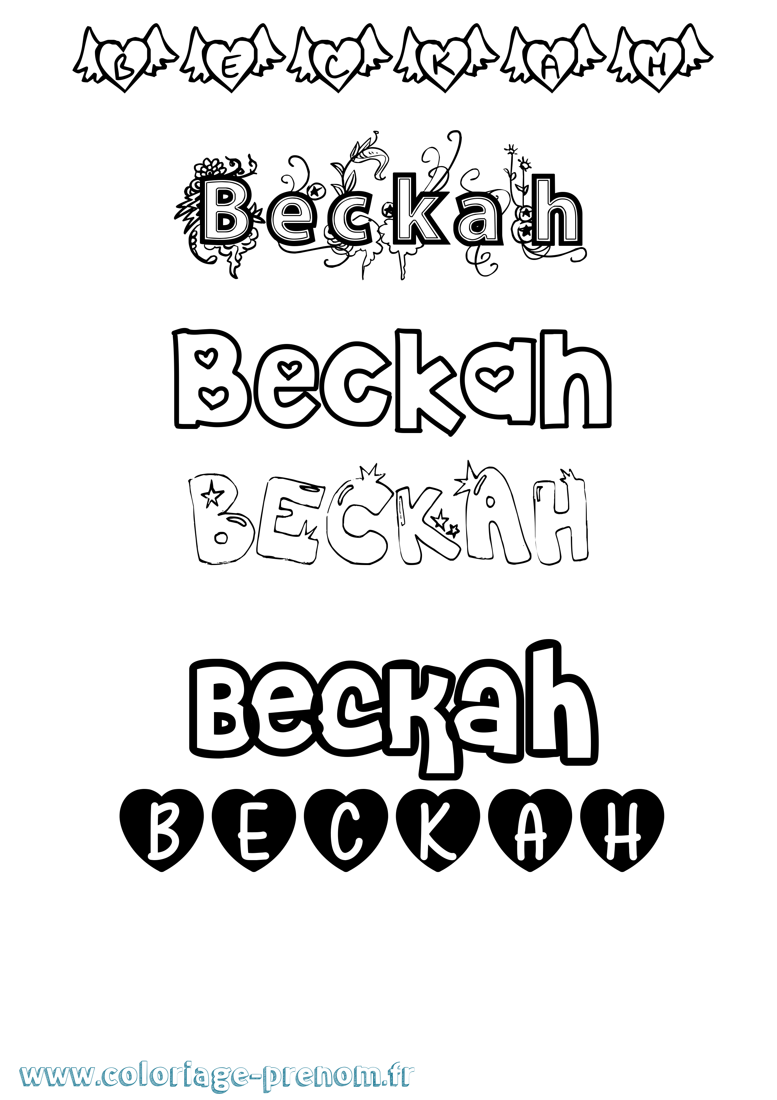 Coloriage Beckah Girly Coloriage prénom Beckah Girly
