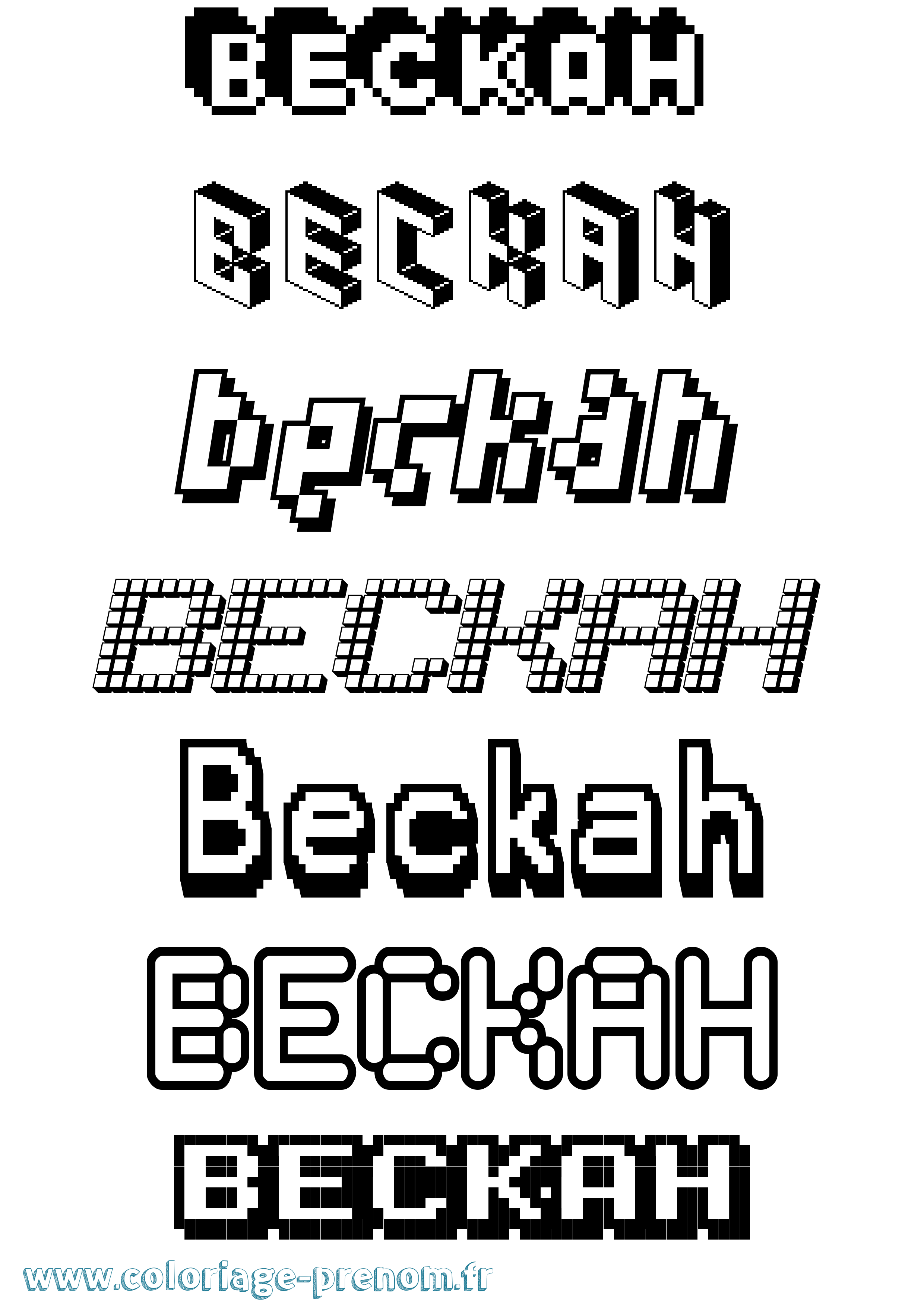 Coloriage Beckah Pixel Coloriage prénom Beckah Pixel