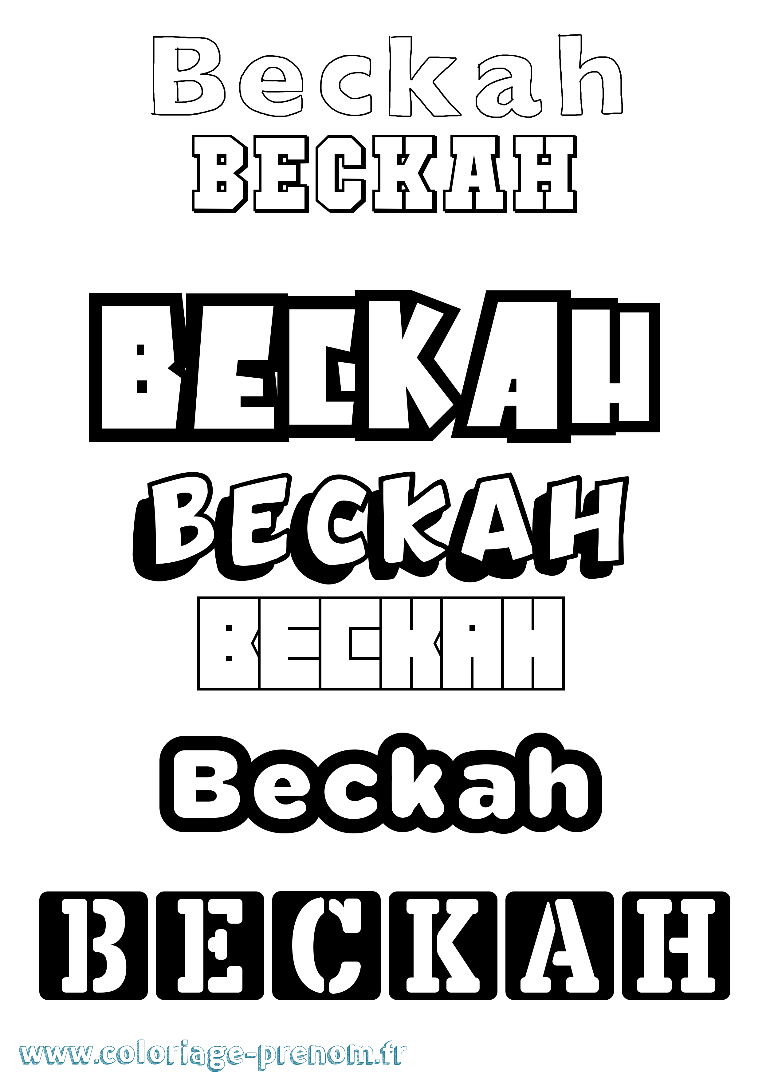 Coloriage Beckah Simple Coloriage prénom Beckah Simple