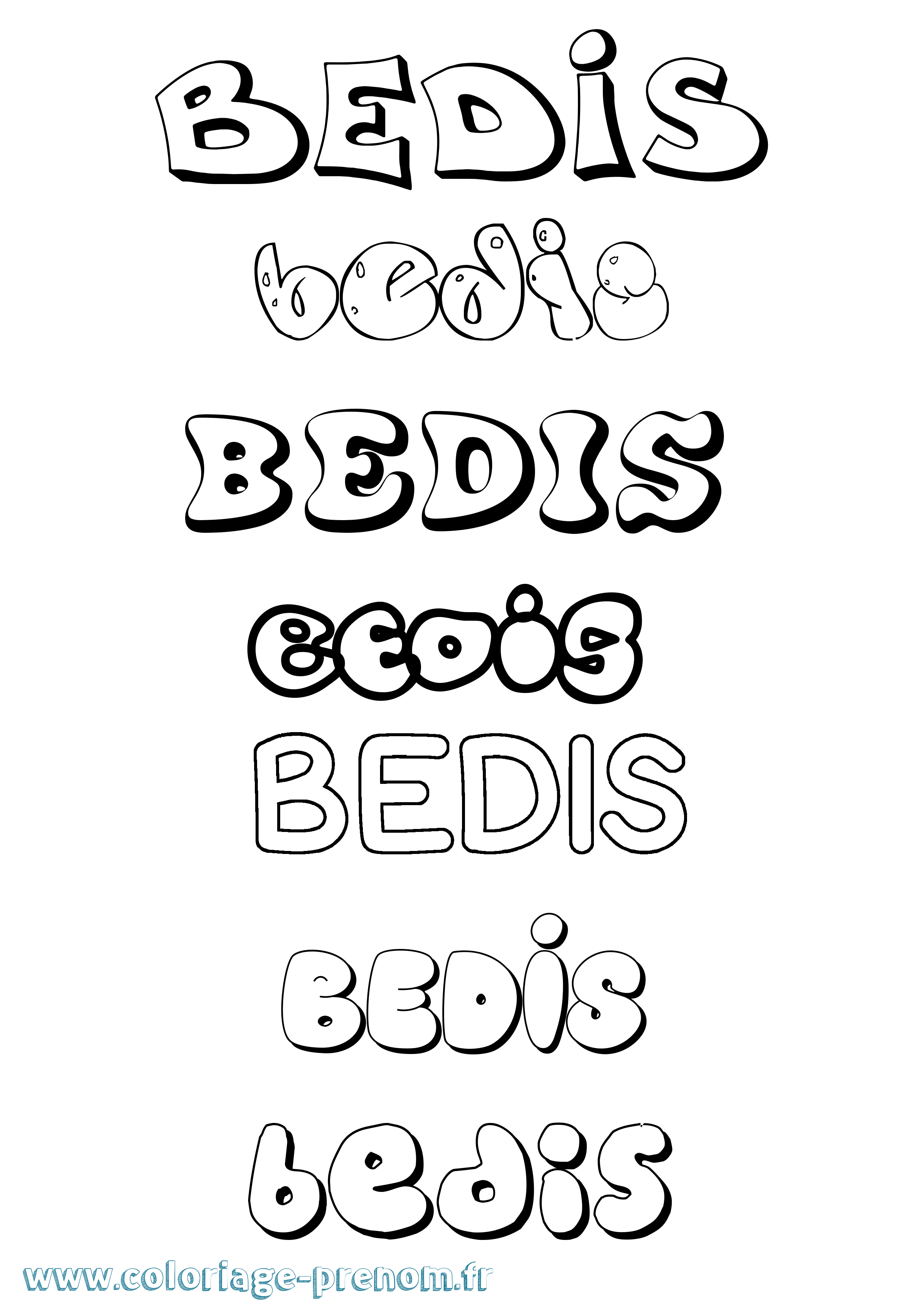 Coloriage Bedis Bubble Coloriage prénom Bedis Bubble
