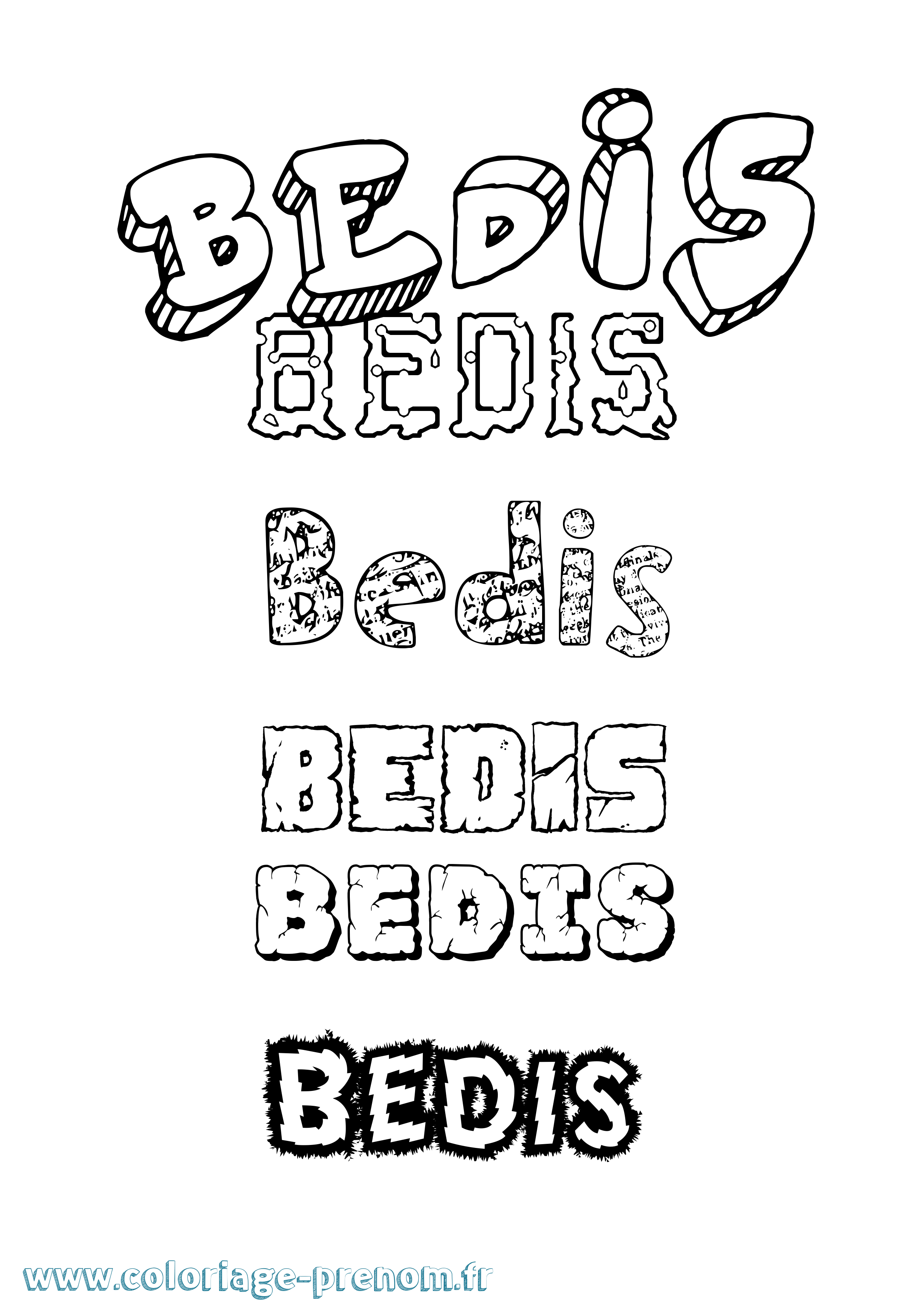 Coloriage Bedis Destructuré Coloriage prénom Bedis Destructuré