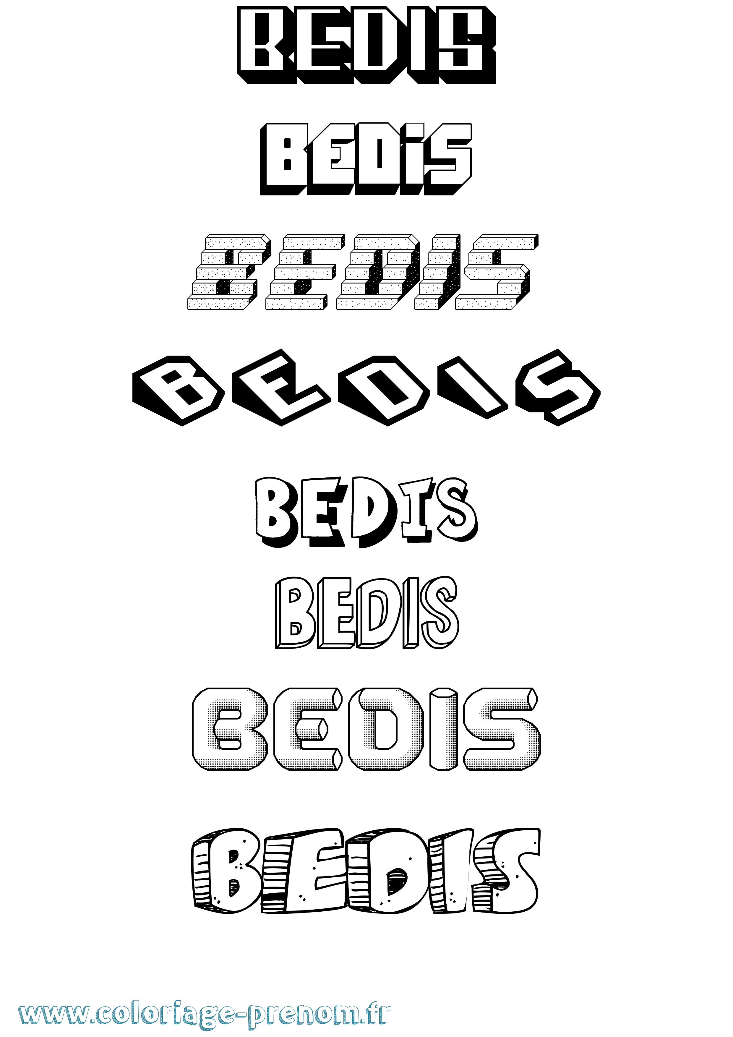 Coloriage Bedis Effet 3D Coloriage prénom Bedis Effet 3D