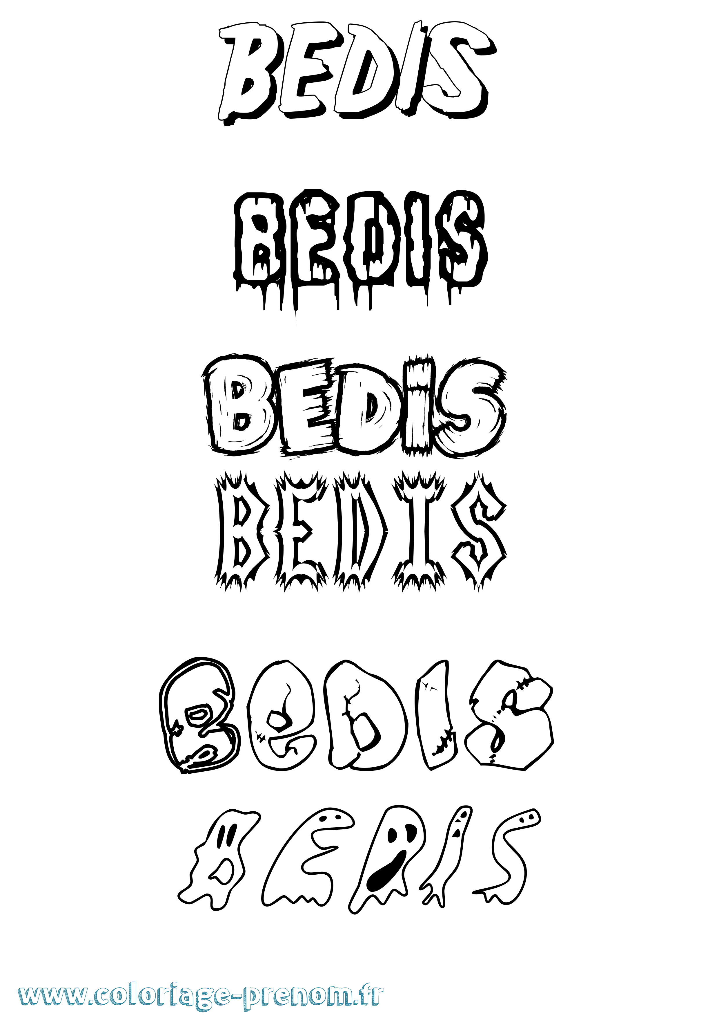 Coloriage Bedis Frisson Coloriage prénom Bedis Frisson