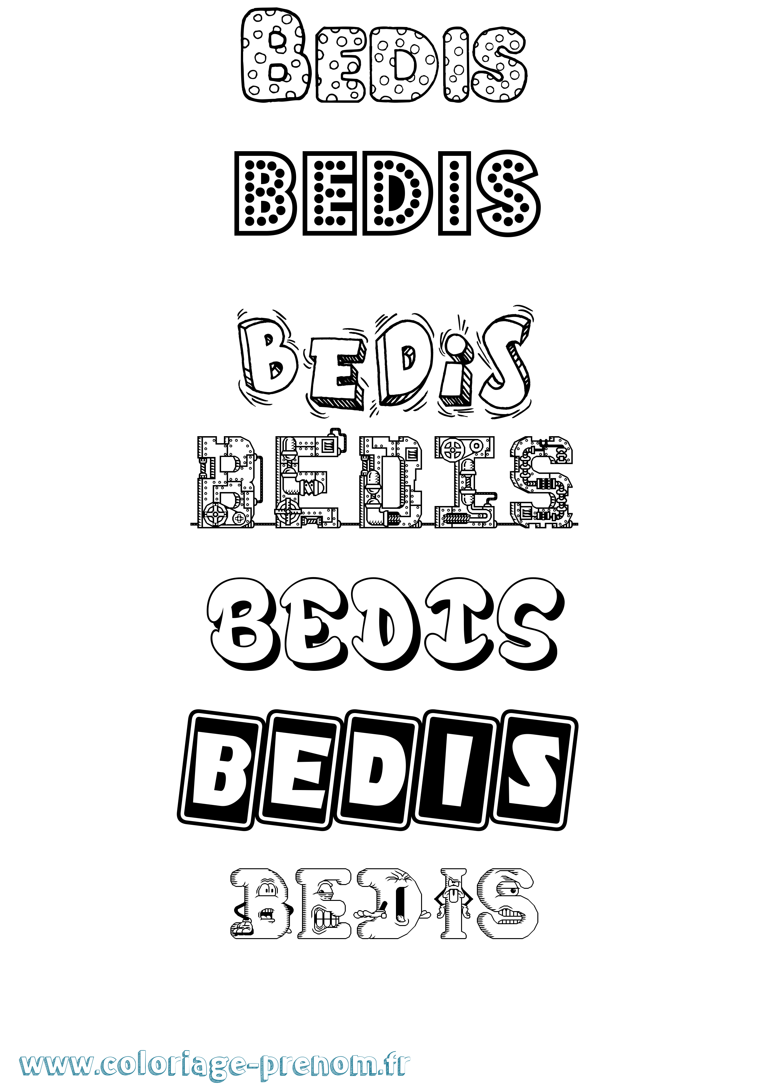 Coloriage Bedis Fun Coloriage prénom Bedis Fun