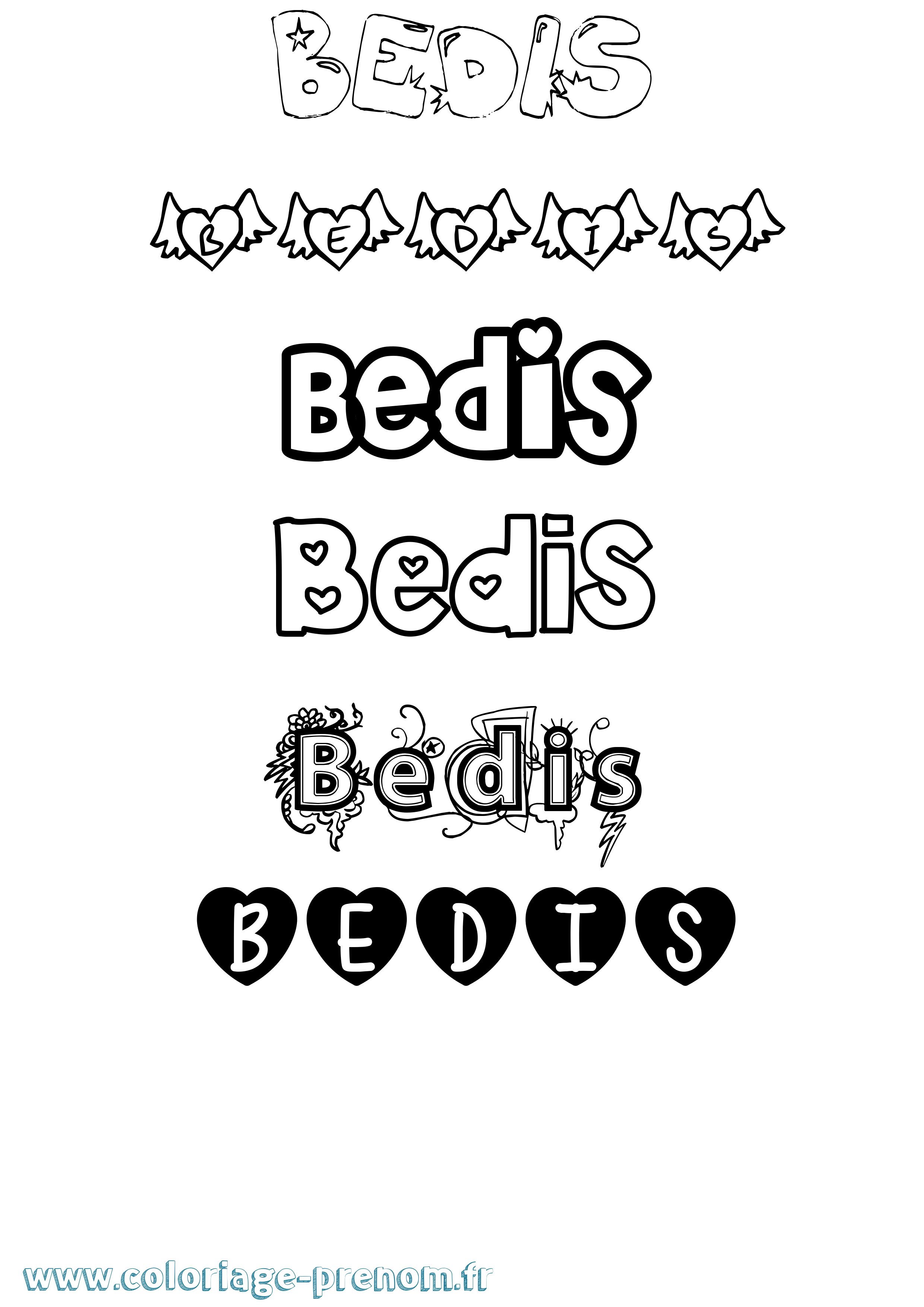 Coloriage Bedis Girly Coloriage prénom Bedis Girly