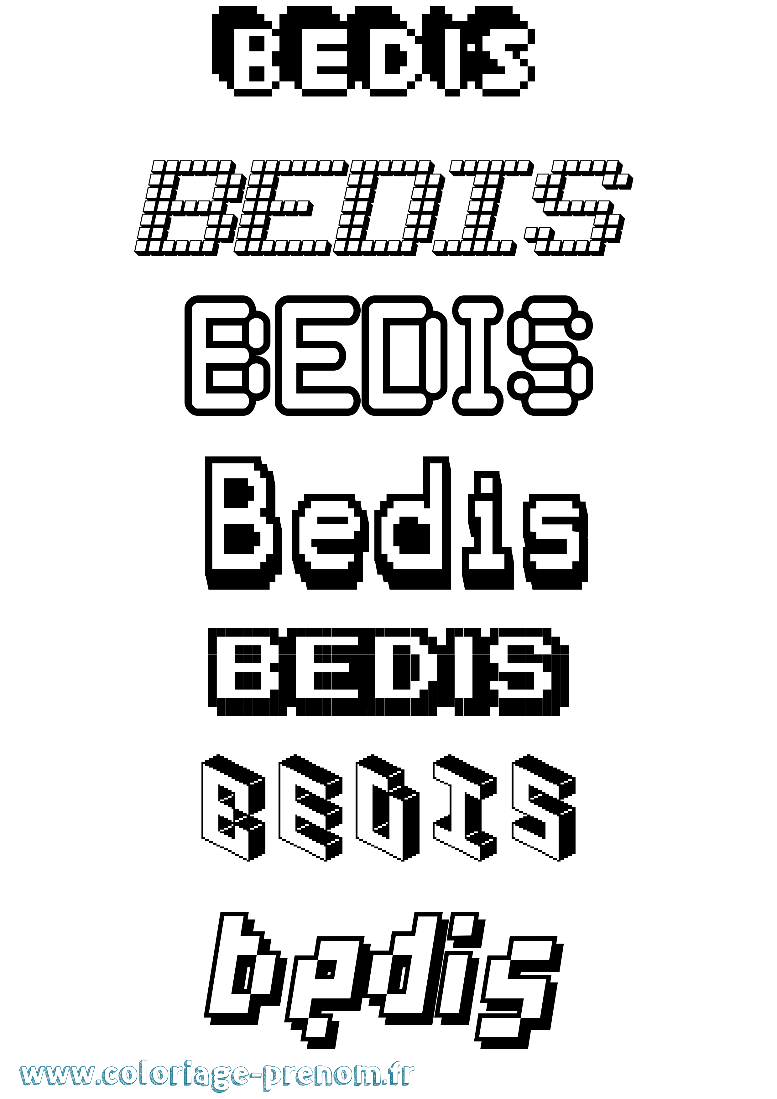 Coloriage Bedis Pixel Coloriage prénom Bedis Pixel