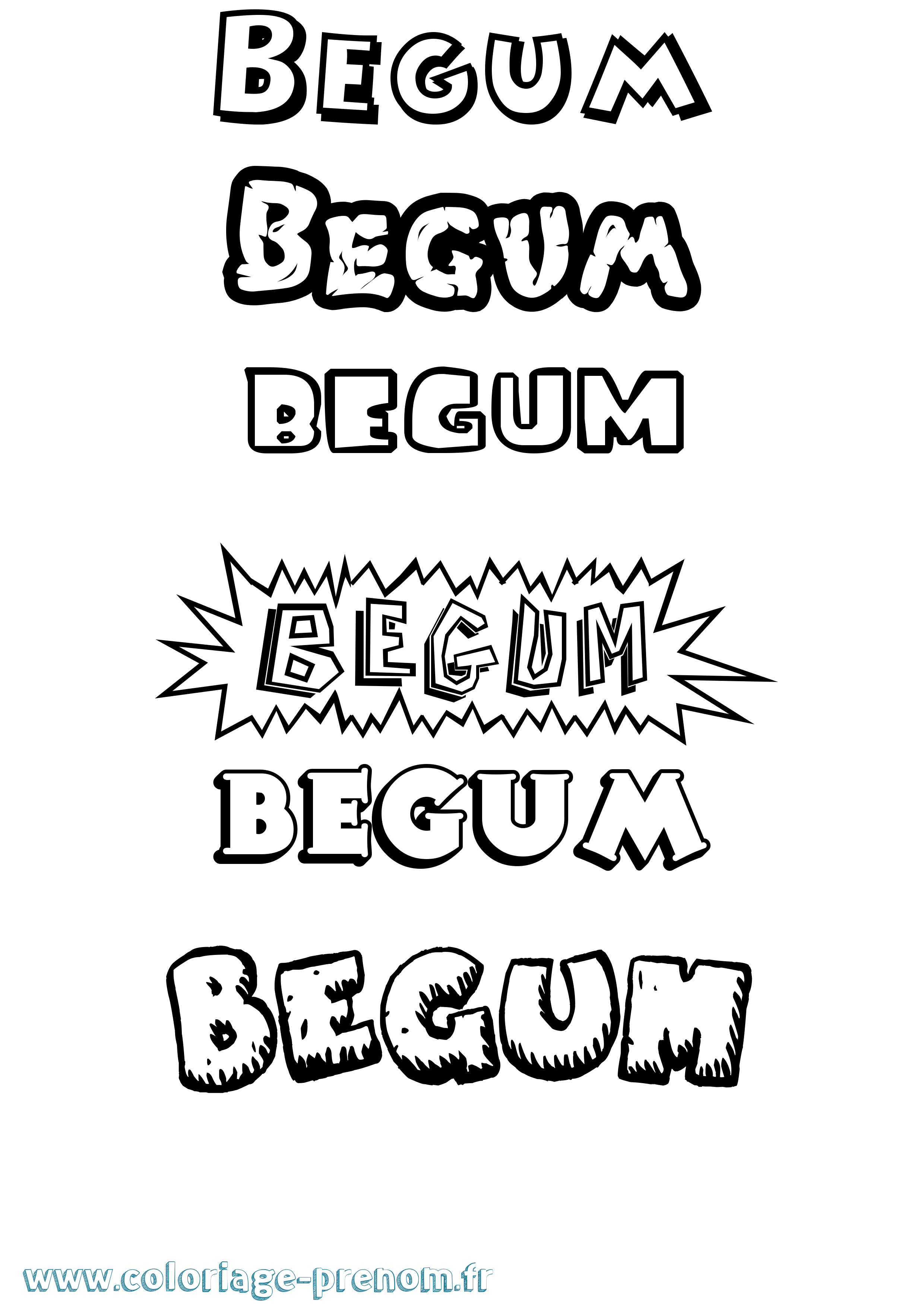 Coloriage Begum Dessin Animé Coloriage prénom Begum Dessin Animé