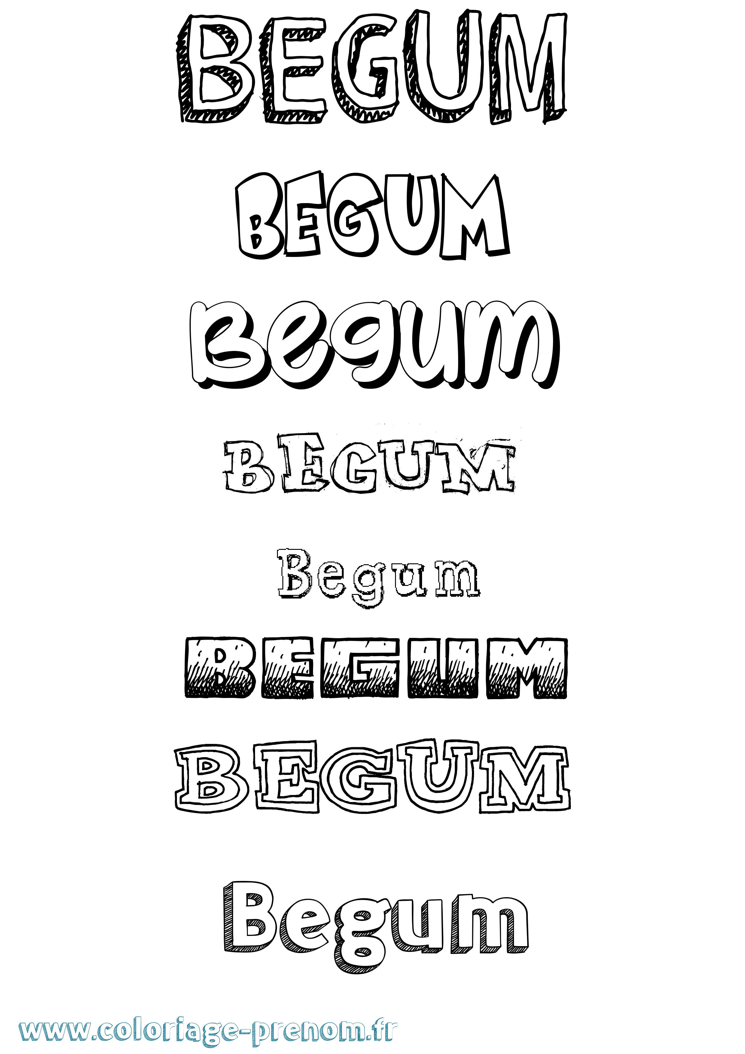 Coloriage Begum Dessiné Coloriage prénom Begum Dessiné