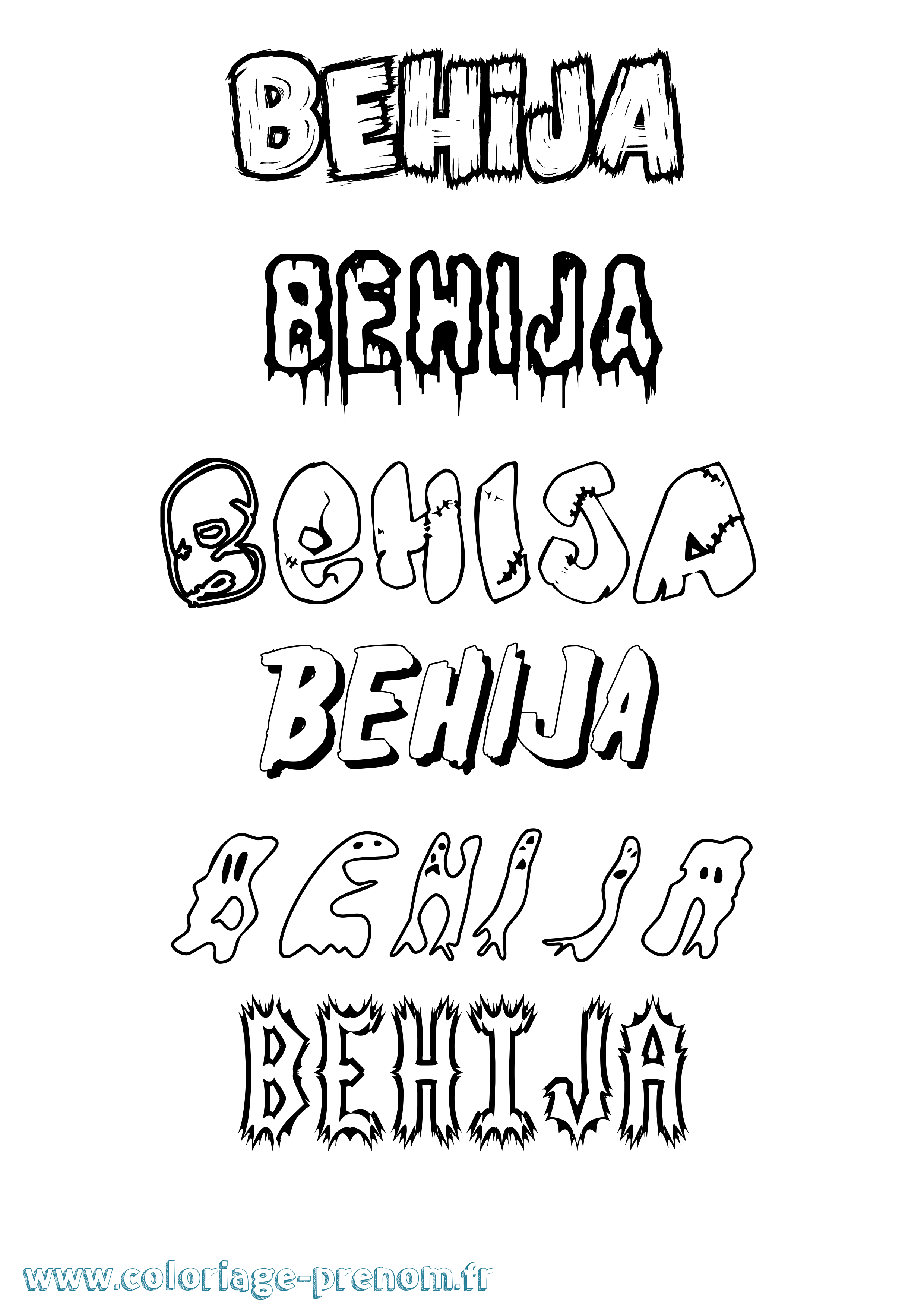Coloriage Behija Frisson Coloriage prénom Behija Frisson