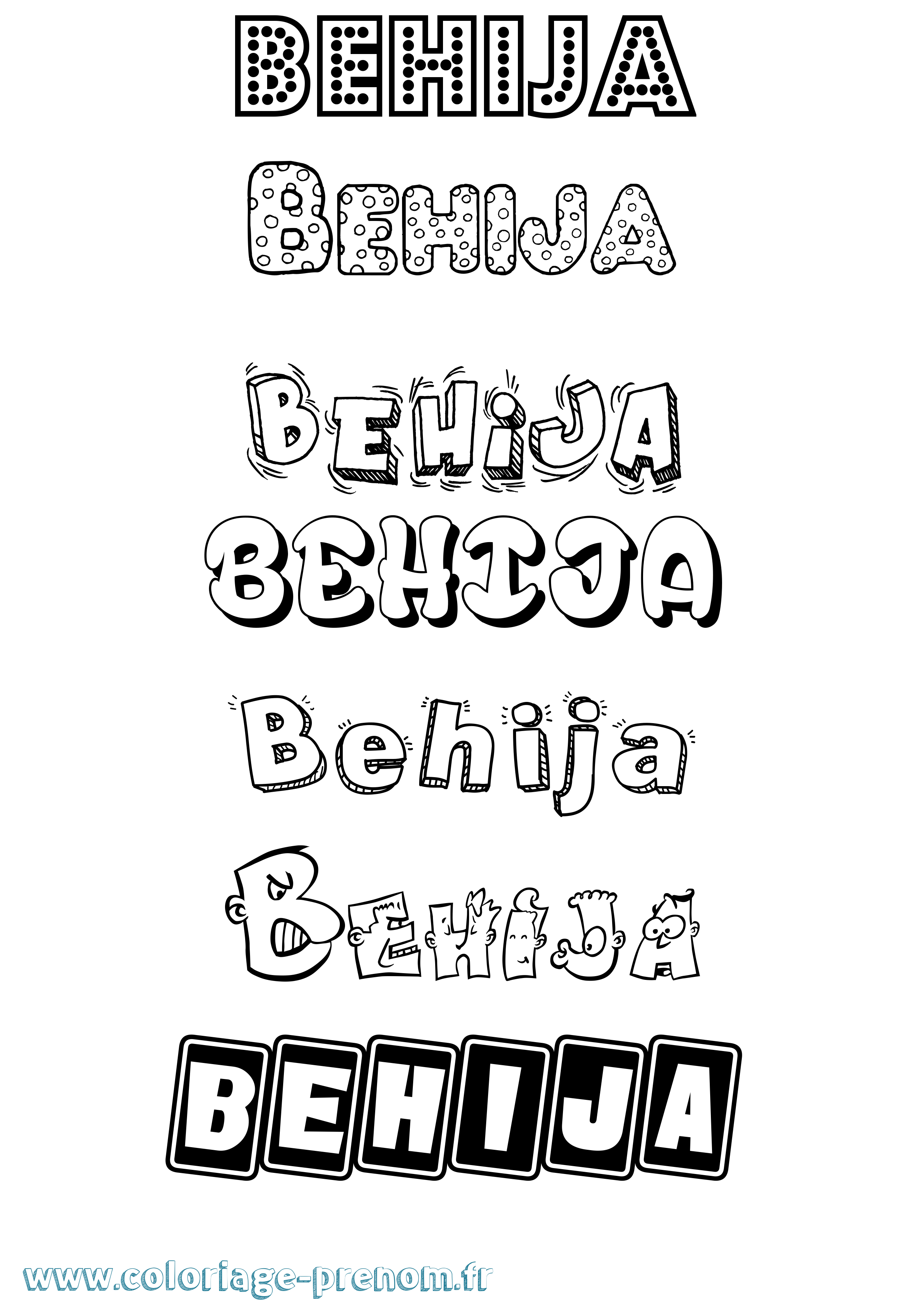 Coloriage Behija Fun Coloriage prénom Behija Fun