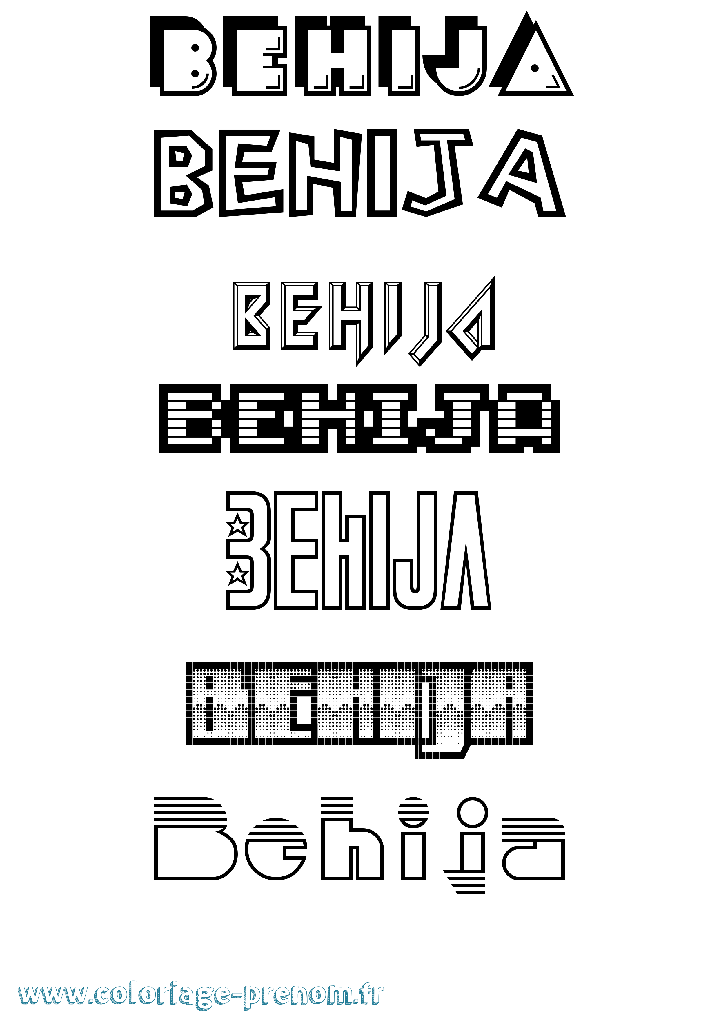 Coloriage Behija Jeux Vidéos Coloriage prénom Behija Jeux Vidéos