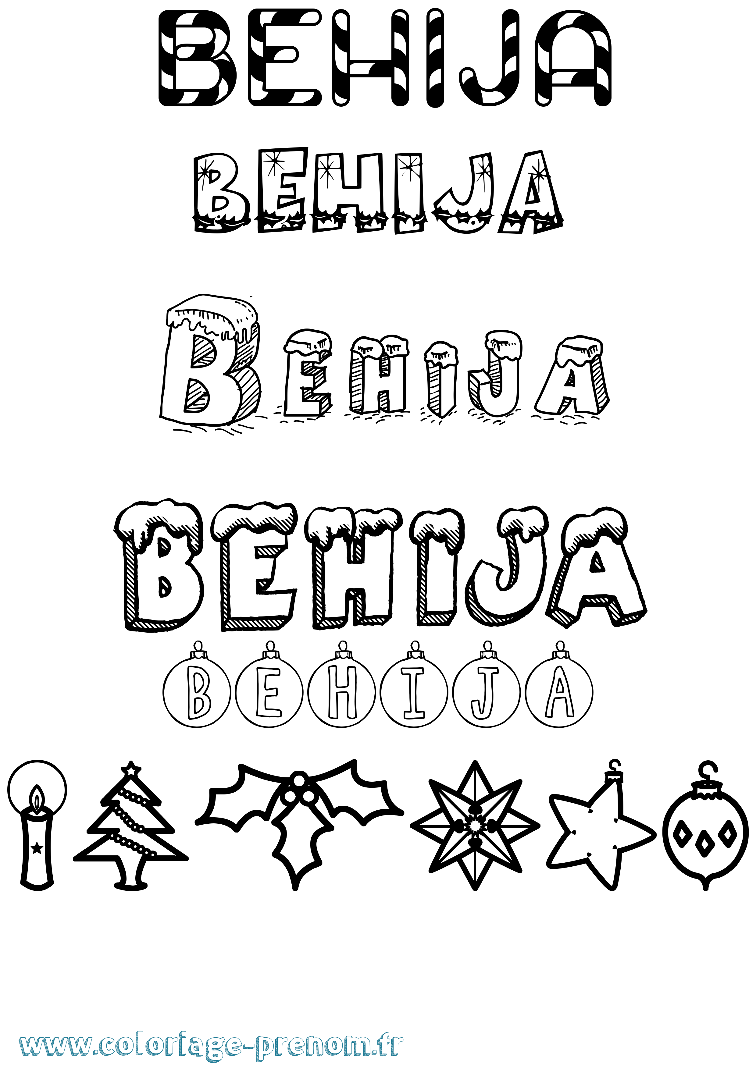 Coloriage Behija Noël Coloriage prénom Behija Noël