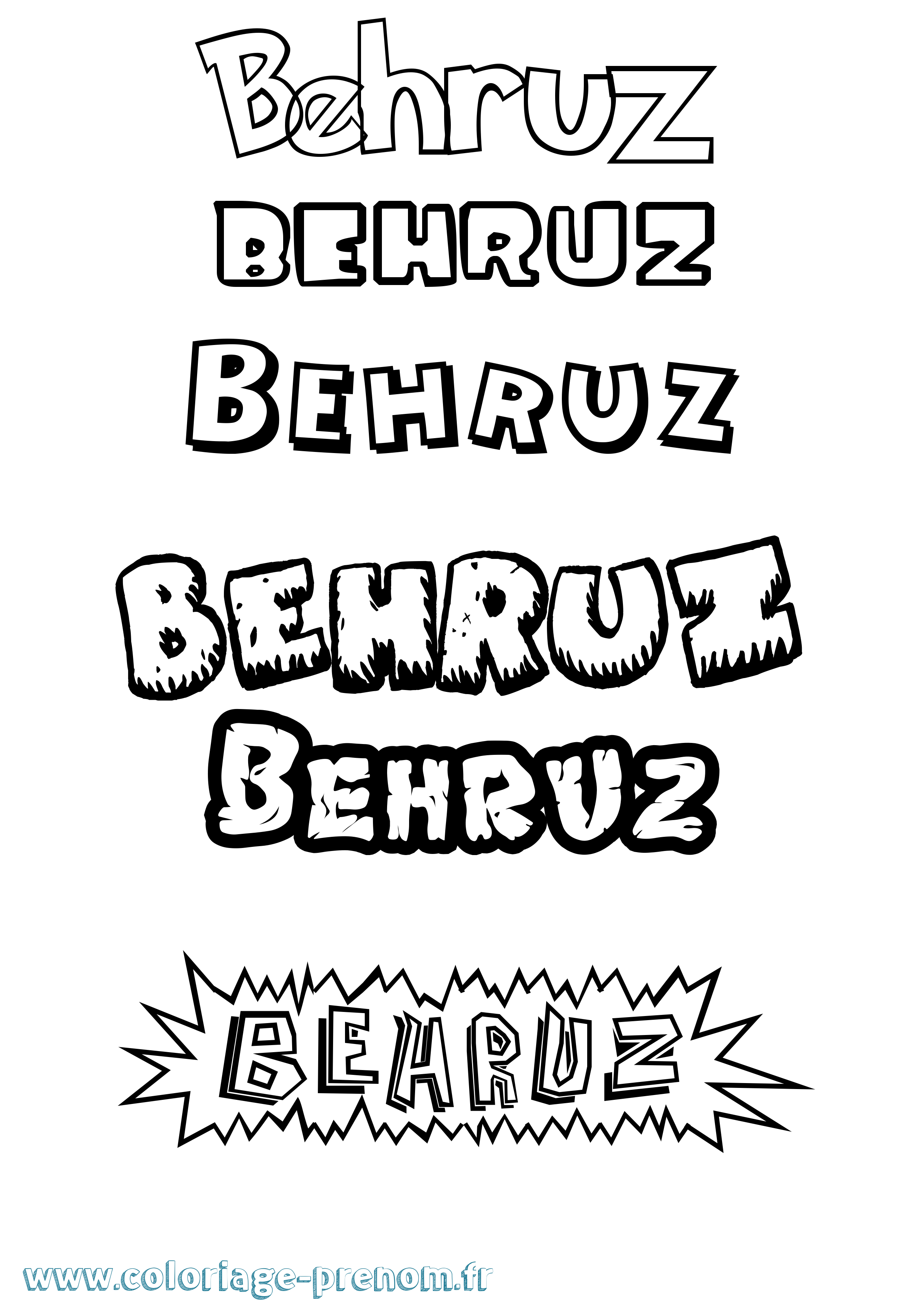 Coloriage Behruz Dessin Animé Coloriage prénom Behruz Dessin Animé