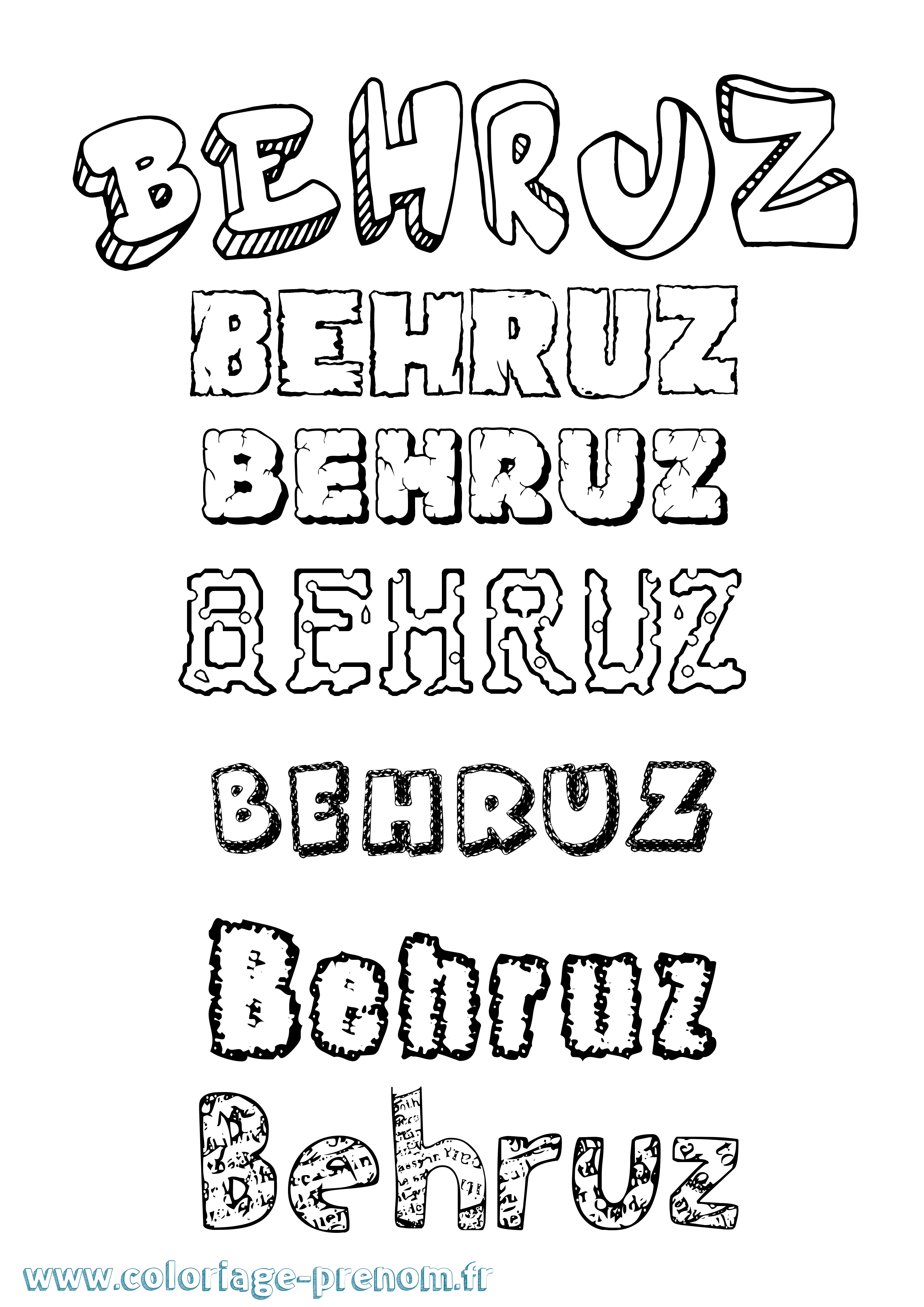 Coloriage Behruz Destructuré Coloriage prénom Behruz Destructuré